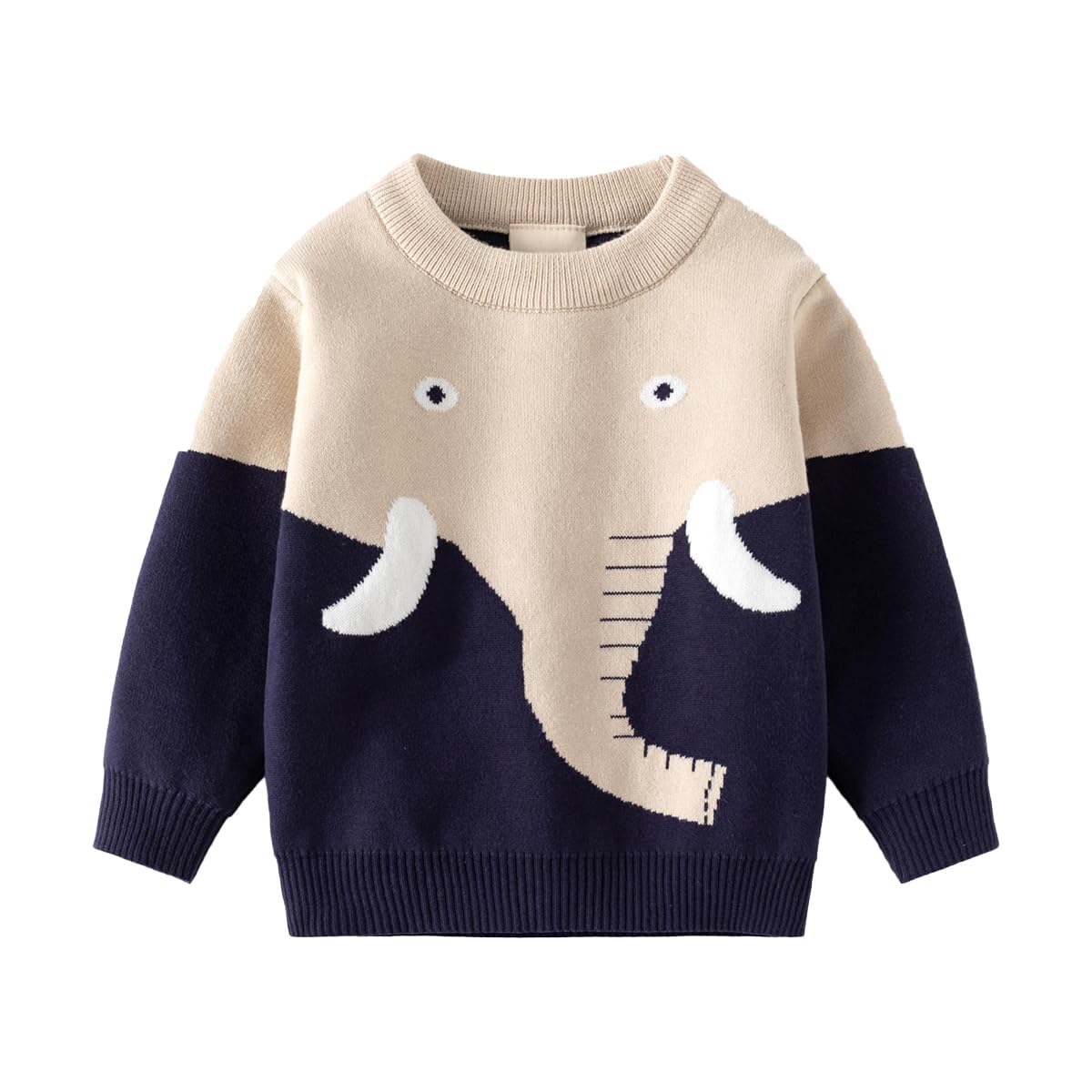 Suéter de Punto para Niño Pequeño Lindo Jersey de Cuello Redondo Blusa de Manga Larga con Estampado Animal Sudadera Cálida para Niños