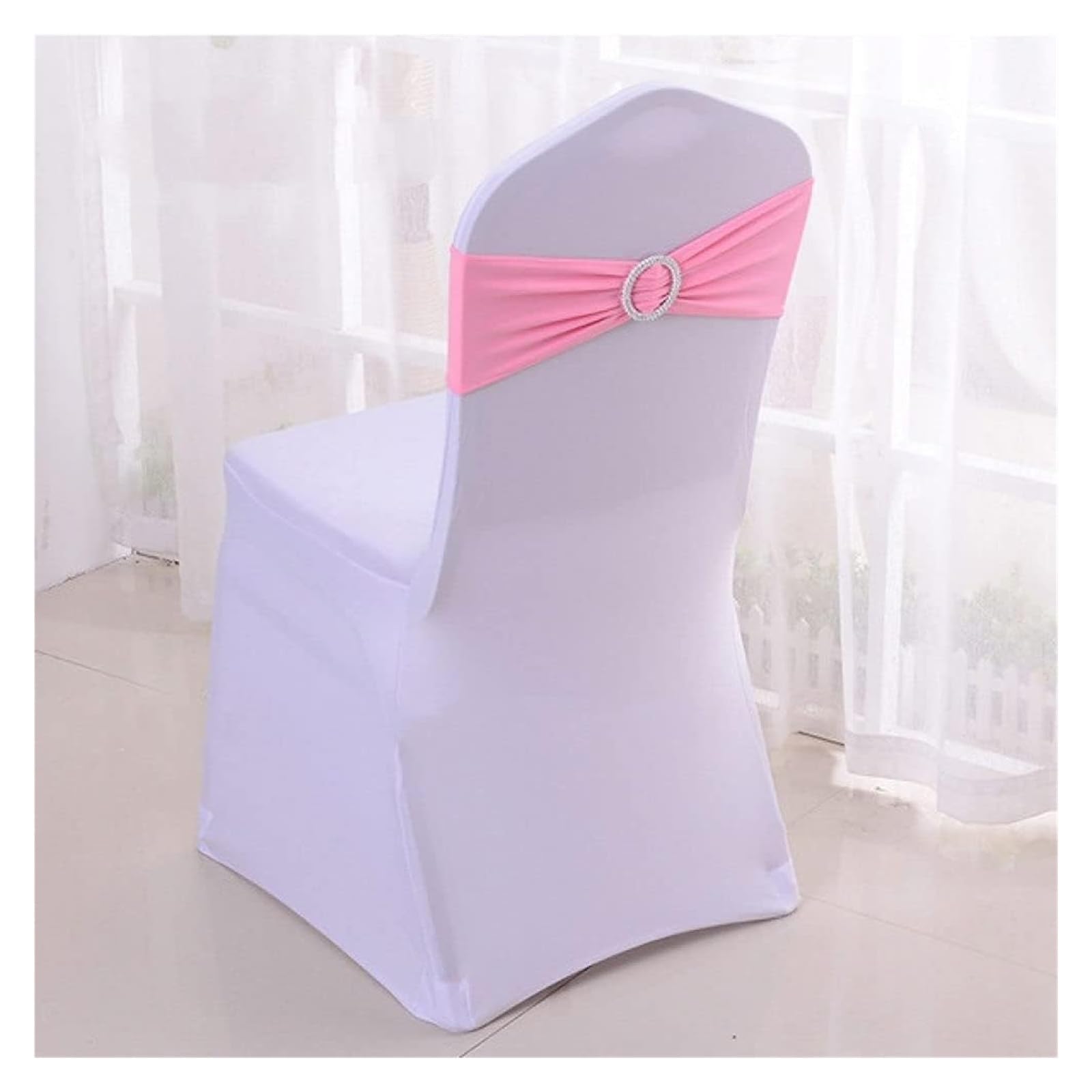 RZQVHBKXWGT chair sashes,50Pcs Elastic Spandex Chair Bands With Buckle Solider Stretch Bow Sashes Wedding Knot Banquet Christmas,red,China (Color : Wit, Size China)(Roze)
