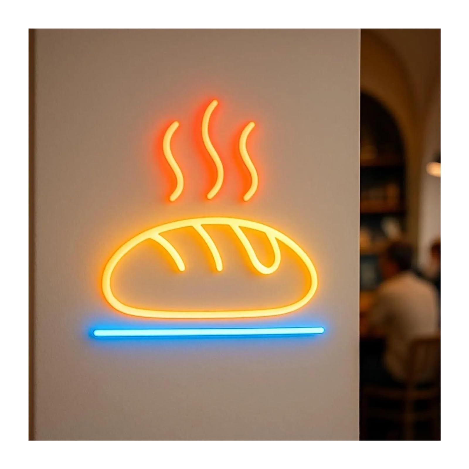 XENITE Hanging Art Neon Signs Fresh Bread Neon Sign, USB Dimmable, Suitable for Bakeries, Cafes, and Kitchen Wall Decoration, 38cm