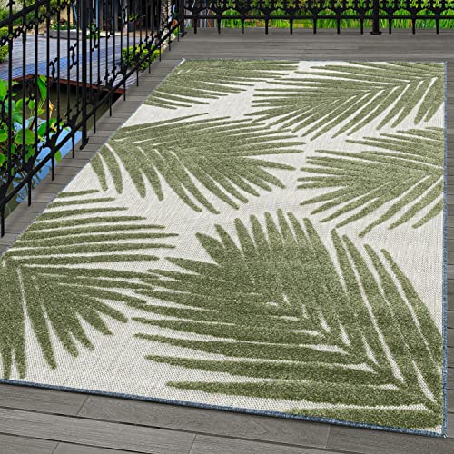 Alfombra para exteriores, balcón, terraza, impermeable, palmeras, color verde, tamaño: 80 x 250 cm Cover