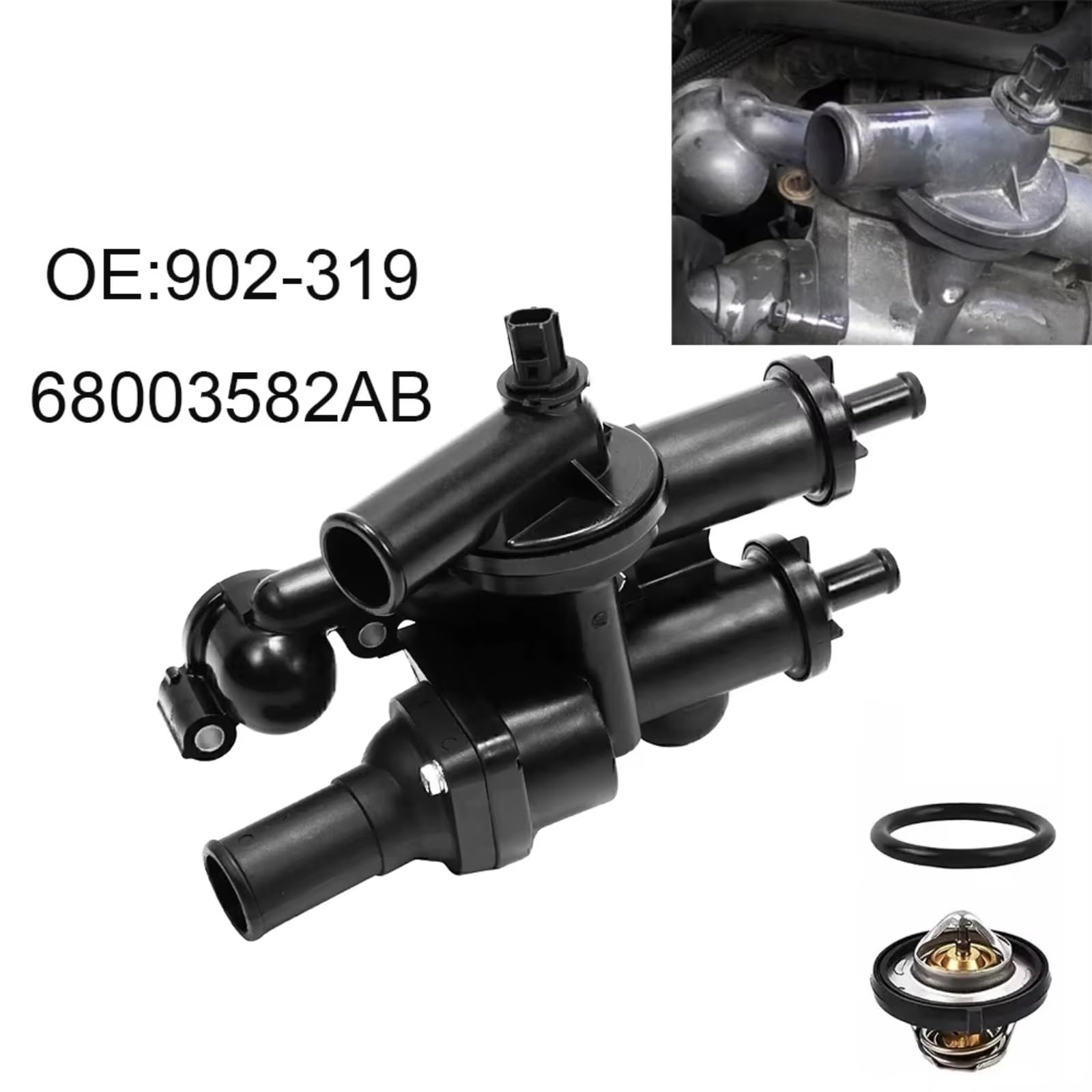 Custodia Termostato Liquido Raffreddamento 902-319 Compatibile Con Jeep Per Compass Per Patriot 2009 2010 2011 2012 2013 2014 2015 2016 2017 68003582AB Refrigerante Termostato auto