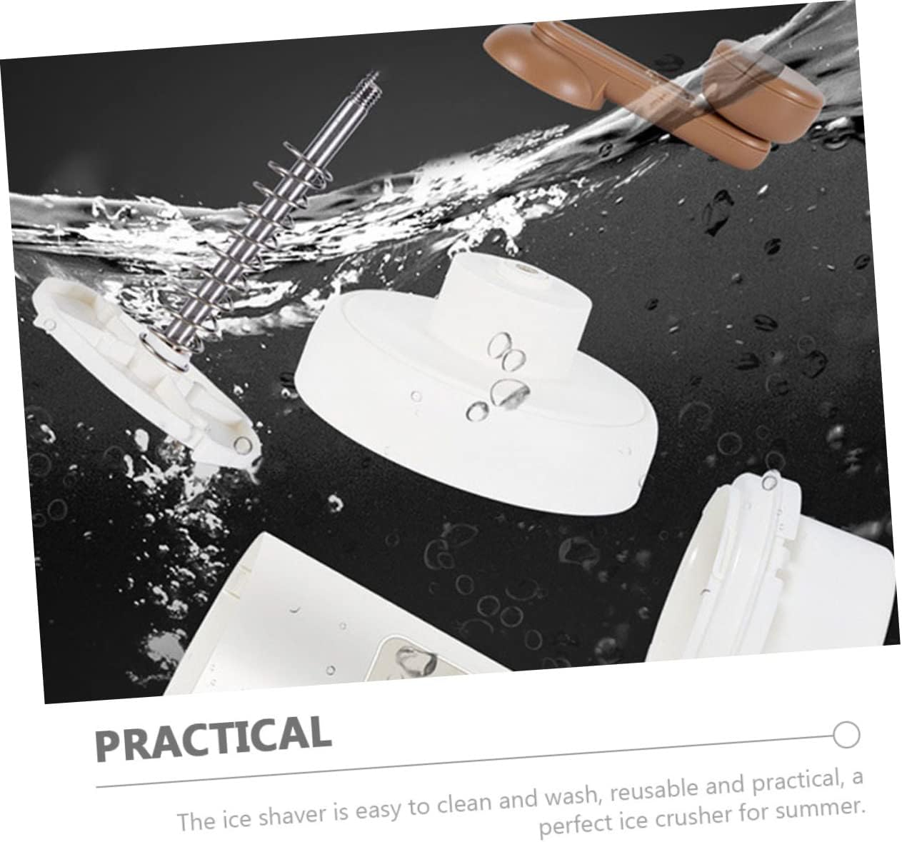 PRETYZOOM Portable Manual Hand Crank Small Ice Shaver for Home Use for Making Cones and Cool Drinks Easy to Clean and Design