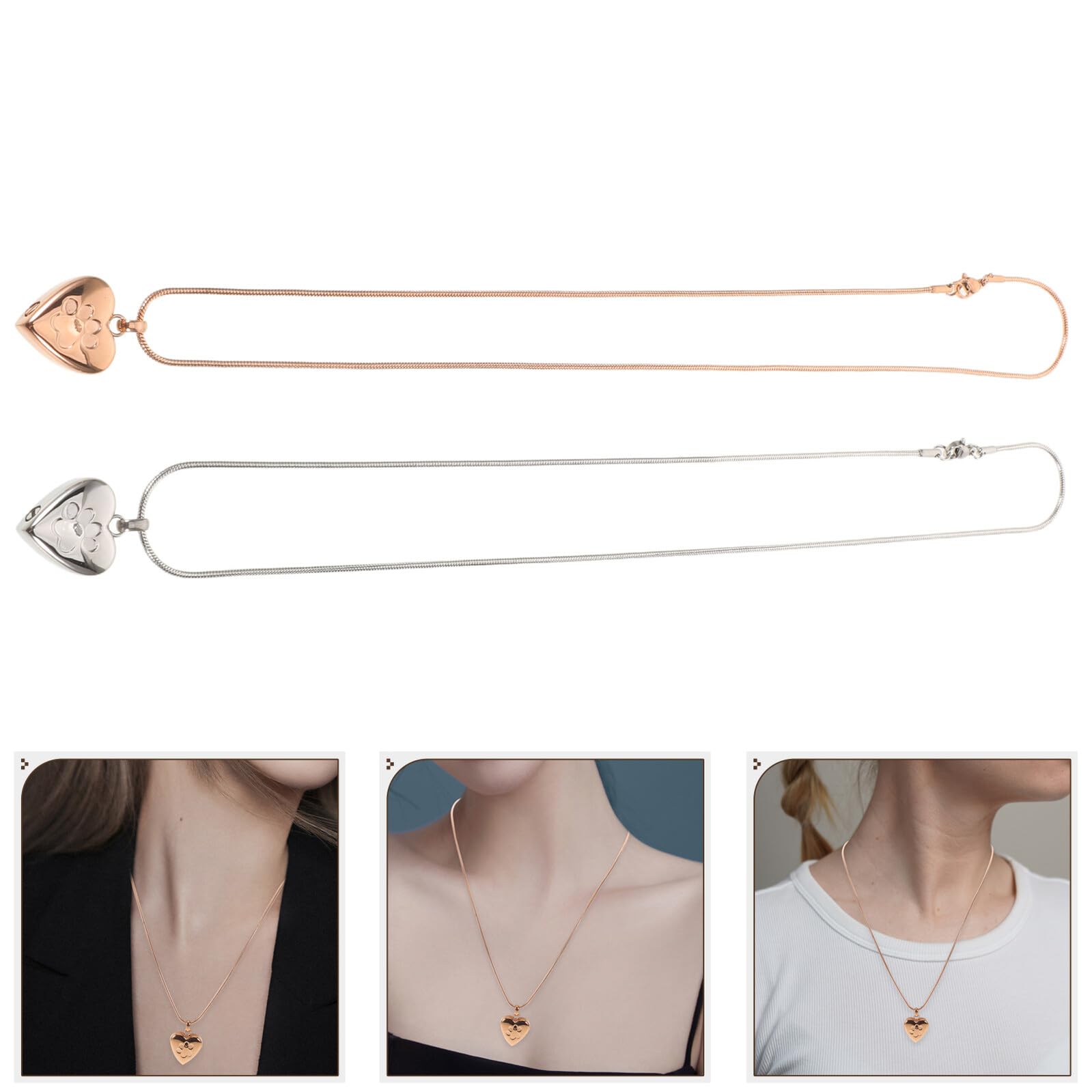 Collana Ricordo per Animali Domestici Ciondolo Urna a Forma di Cuore in Acciaio Inossidabile Set da 2 Pezzi Resistente all’Ossidazione Mini Gioielli Commemorativi per Cani e