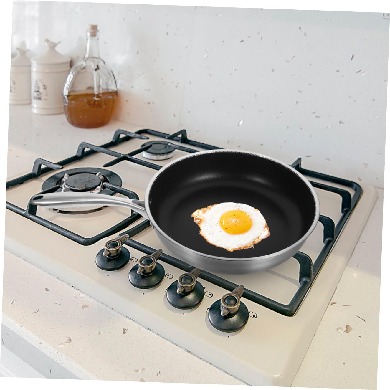 Padella per Friggere Uova 28 CM in Acciaio Inox Struttura a Nido d'Ape, Resistente e Lavabile in Lavastoviglie, per Uso Domestico e Professionale