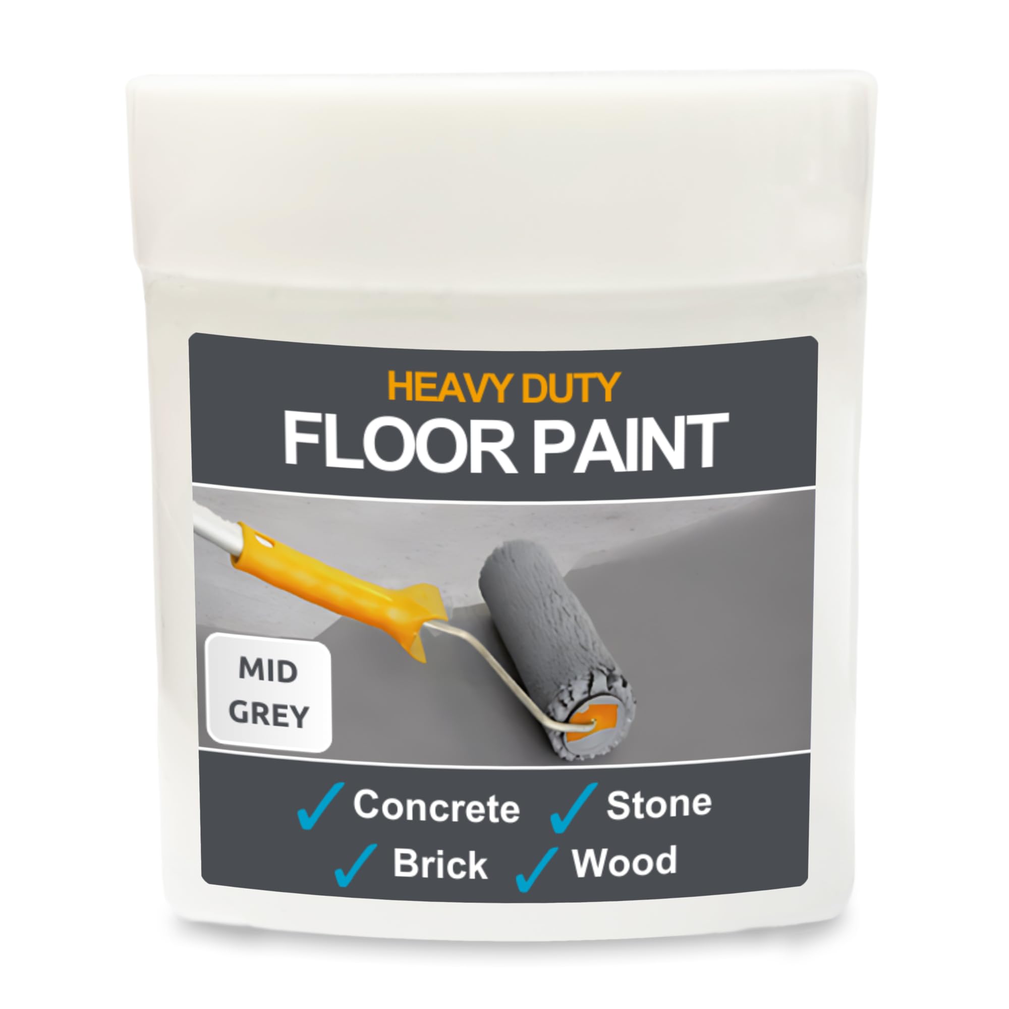 Heavy Duty Floor Paint - Mid Grey, 75 ml - Hard-Wearing Garage Floor Paint with Anti-Slip Mid-Sheen Finish – also Ideal for Decking, Warehouse flooring, Brick, Concrete, Stone & Wood