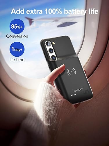 Miniatura 5 de NEWDERY Funda de batería para Samsung Galaxy S23, carga inalámbrica Qi, carga rápida, sincronización de datos, 4700mAh ultra delgada portátil