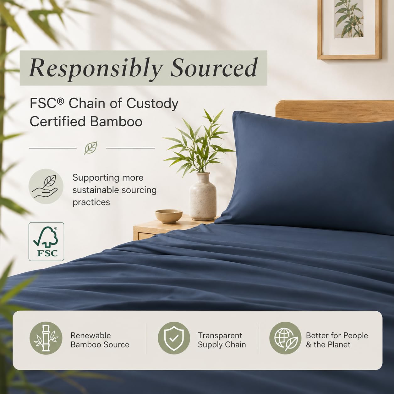 TOSMO Juego de sábanas de lujo, 100 % viscosa de bambú, juego de ropa de cama de 4 piezas (tamaño King), bolsillos extra profundos de 45,7 cm, certificado Oeko-Tex, suave, refrescante y transpirable,