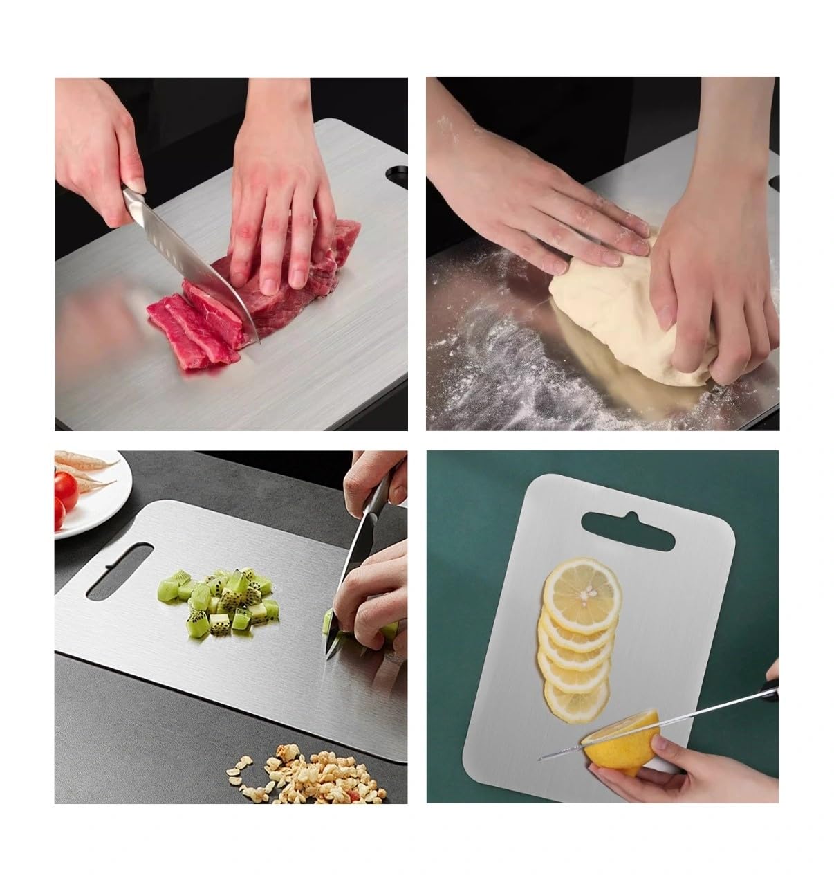 Tagliere in Acciaio Inox Alimentare 304 Certificato Per Cucina, Tagliere acciaio inox Igienico e Antibatterico, Superficie Alimentare Facile da Pulire, Resistente Antigraffio e Antiodore