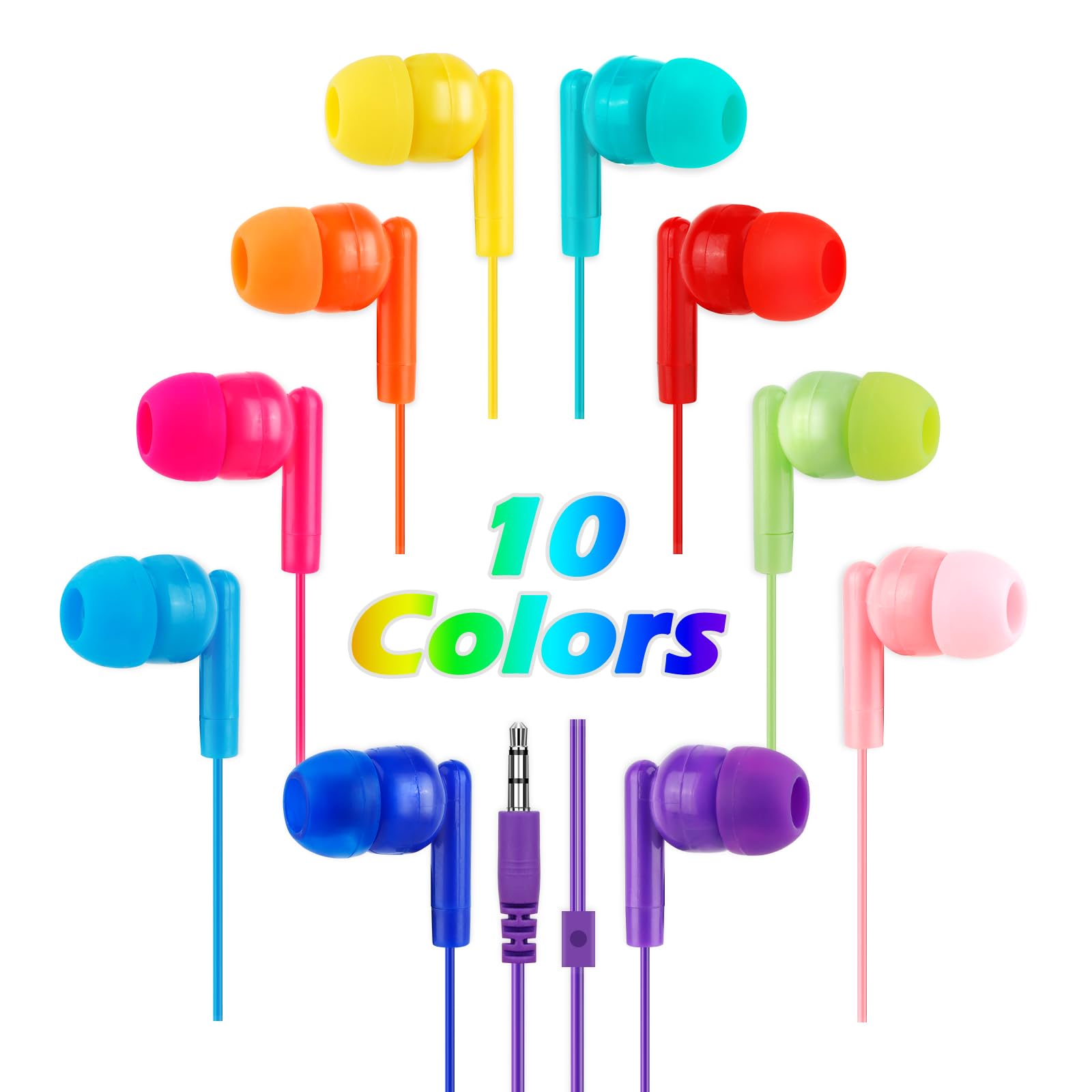 MENGLALA Earbuds Bulk Kids Classroom Headphones for School 100 Pack Wholesale Students Wired Earphones 3.5mm Multi Colored Perfect for School
