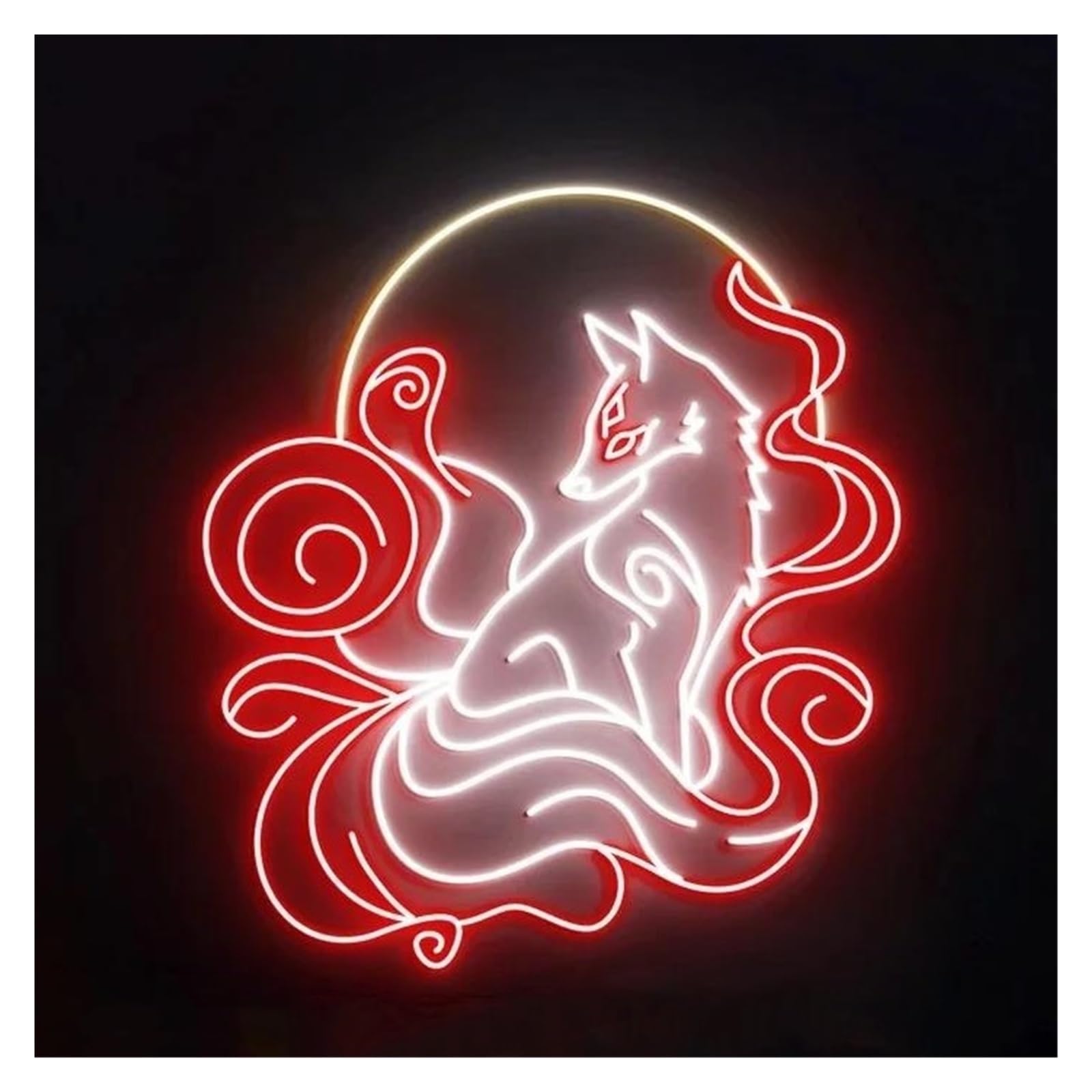 Lemst A Signs Lamp Nine Tailed Fox Neon Sign Light Dimmable Usb Powered For Party Kids Bedroom Banquets Bar Fox Wall Rt Decor 40Cmx36cm(A)
