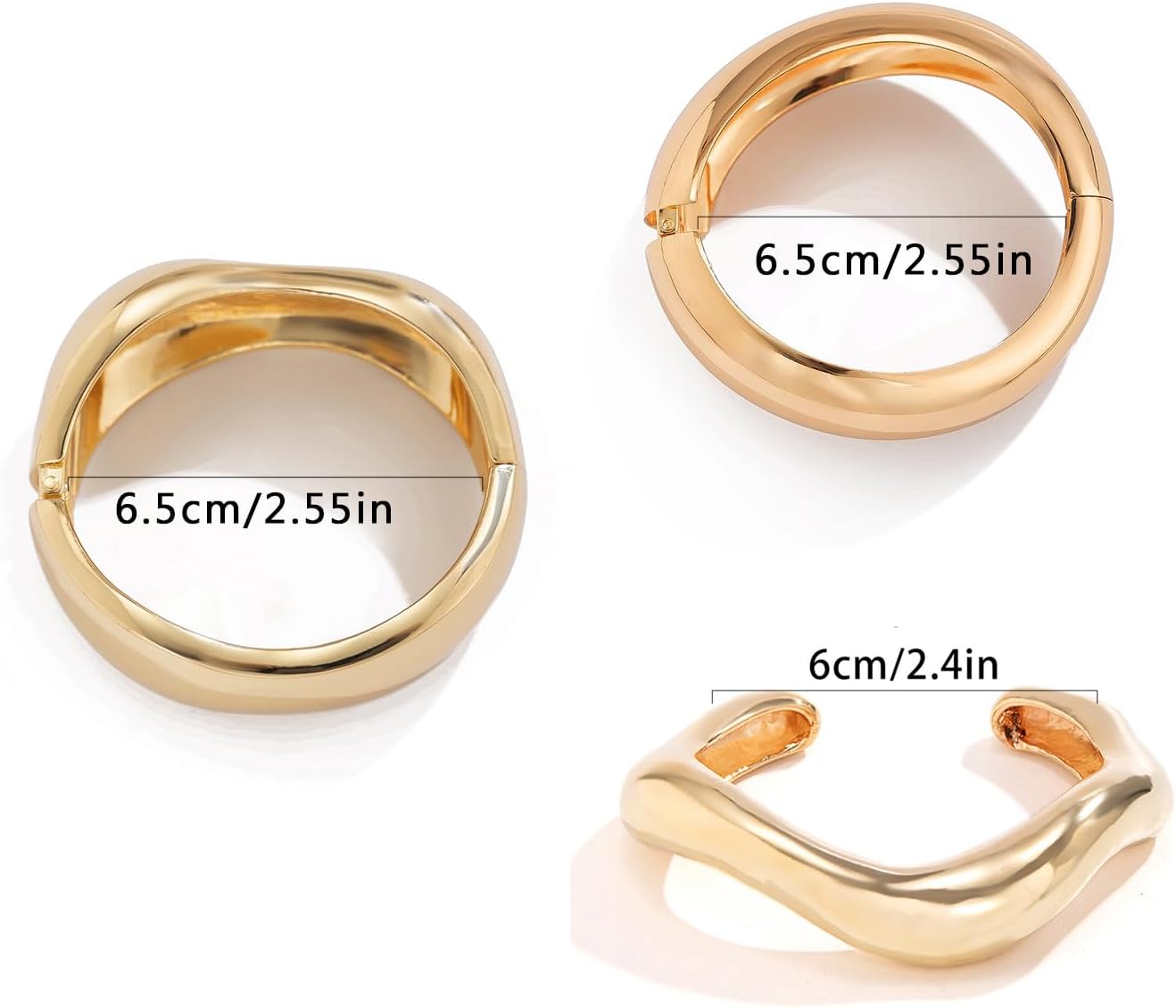 RINHOO 1-3Pcs Chunky Bangle Bracelet For Women Trendy Wide Hinged Cuff Open Bracelet Gold Stackable Bracelets Jewelry for Women - Image 6