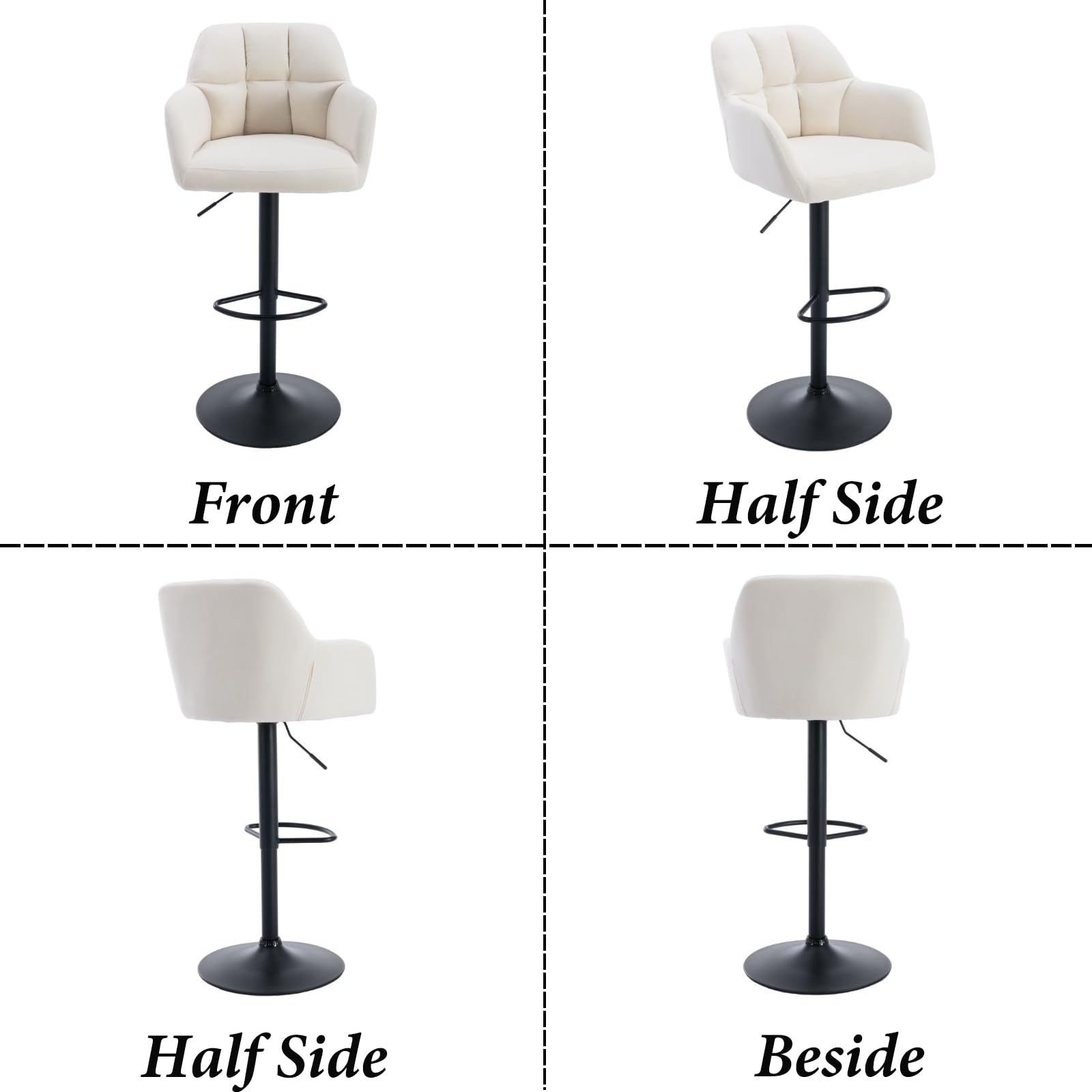 Ya-Home Set di 2 Sgabelli da Bar in Velluto Sgabelli Cucina Imbottiti con Schienale Sgabelli Alti Moderni Sedie da Bar Regolabile e Girevole per Cucina Penisola, Beige