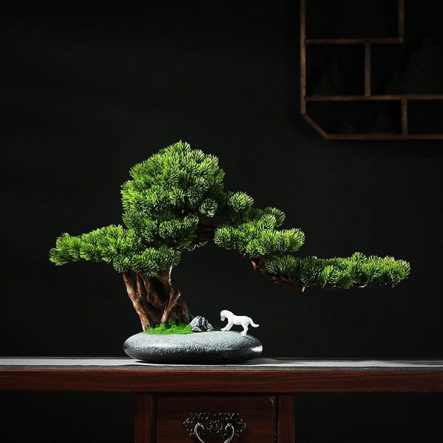 Artificial Tree Bonsai Ornaments Green Potted Plants Indoor Decorations Simulation Pine Tree Decoration High-Grade Chinese Decorations Artificial Plants Indoor