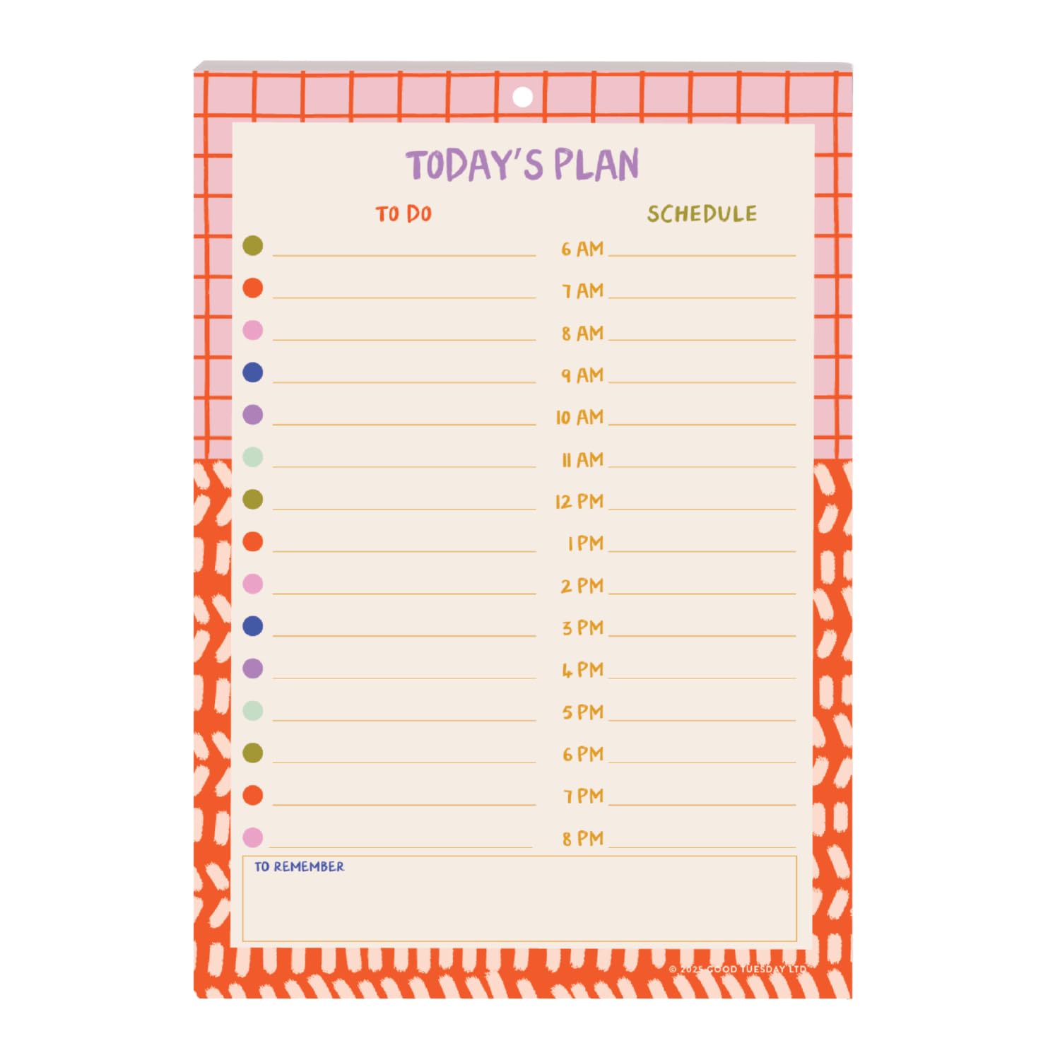 Good Tuesday - A5 Daily Planner Pad with 50 Tear Away Pages, Colourflow Design! Ideal for Students and Offices. Printed on Recycled Uncoated Matte Paper, Designed & Made in the UK