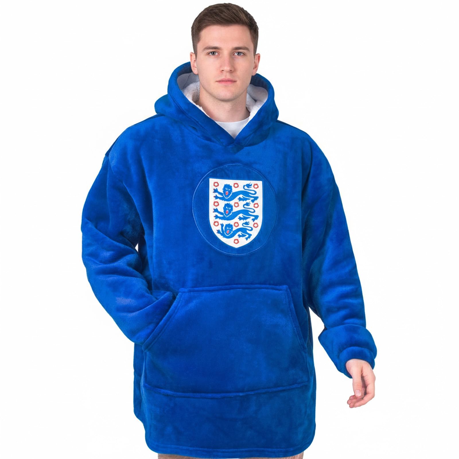 England Adults Oversized Hoodie Blanket - Official Football Gift, Blue, Size S-L