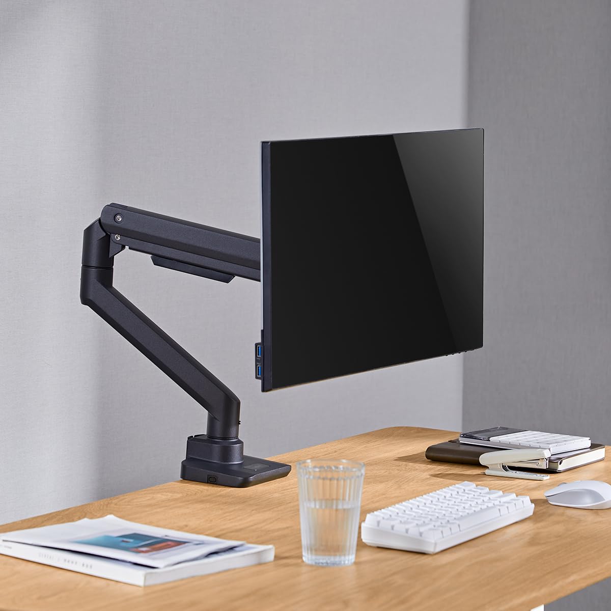 LogiLink Supporto per monitor da 17 a 49", con molla a gas, adatto per monitor Flat & Curved, alluminio