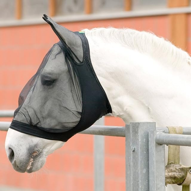 United Sportproducts Germany USG 15550001-403 Fliegenmaske mit Ohrenschutz, Kaltblut, schwarz