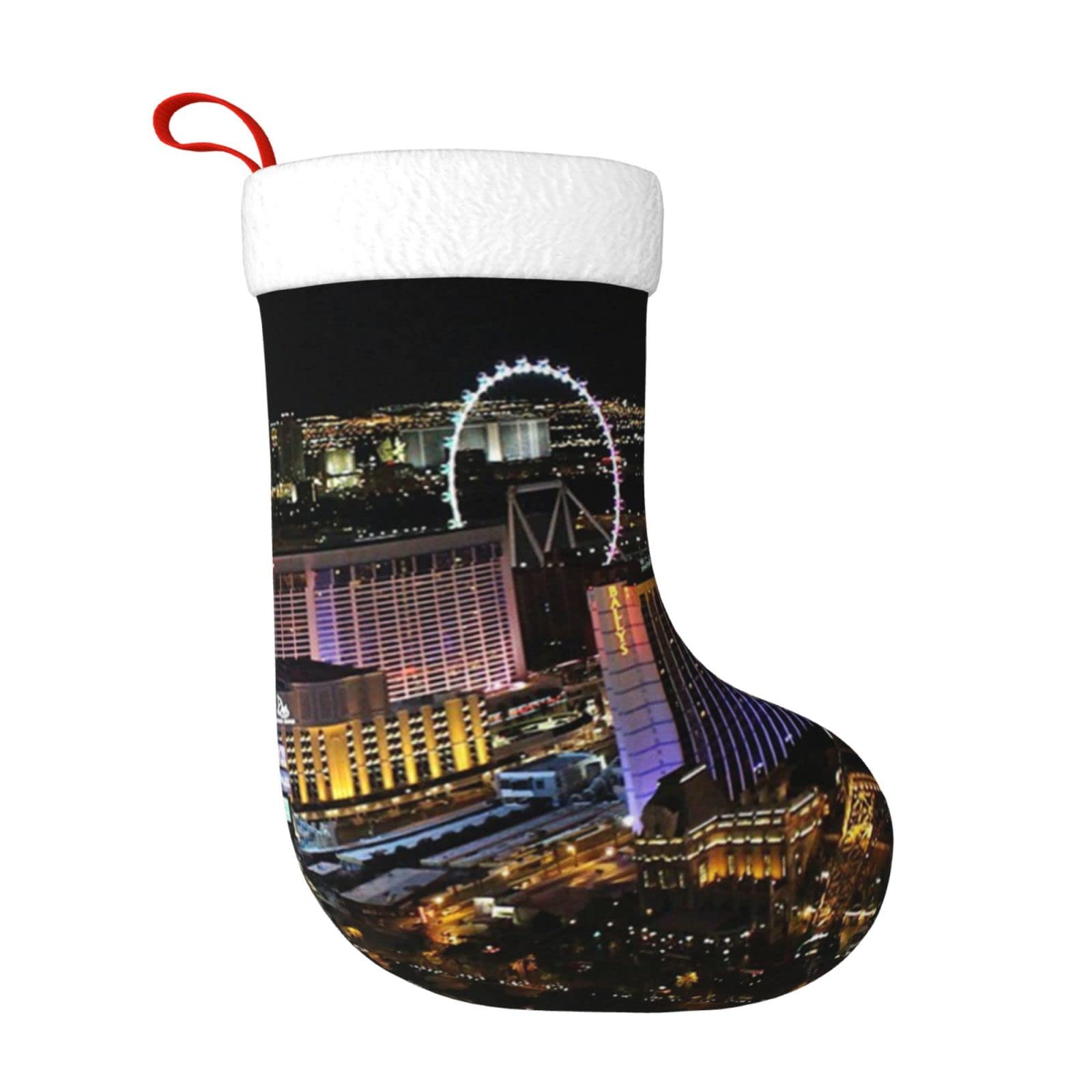 DENMER Las Vegas Night View Christmas Stockings Xmas Fireplace Hanging Stocking Decorations For Christmas Party Decoration Supplies.Christmas Gifts