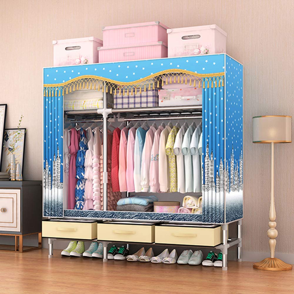 Garde-Robe Portable Pas Cher : Armoire Penderie Tissu Organisateur Vêtements Chambre Retractable