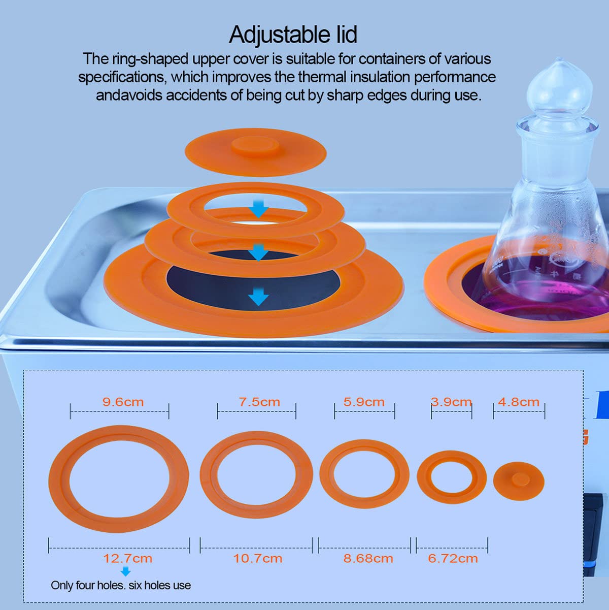 BañO De Agua De Laboratorio, BañO María TermostáTico Digital De 2/4/6 Orificios, RT 5 °C ~ 99,9 °C | Temporizador De 0~999 Minutos | Función AutomáTica De Quemado Antiseco.,6Holes