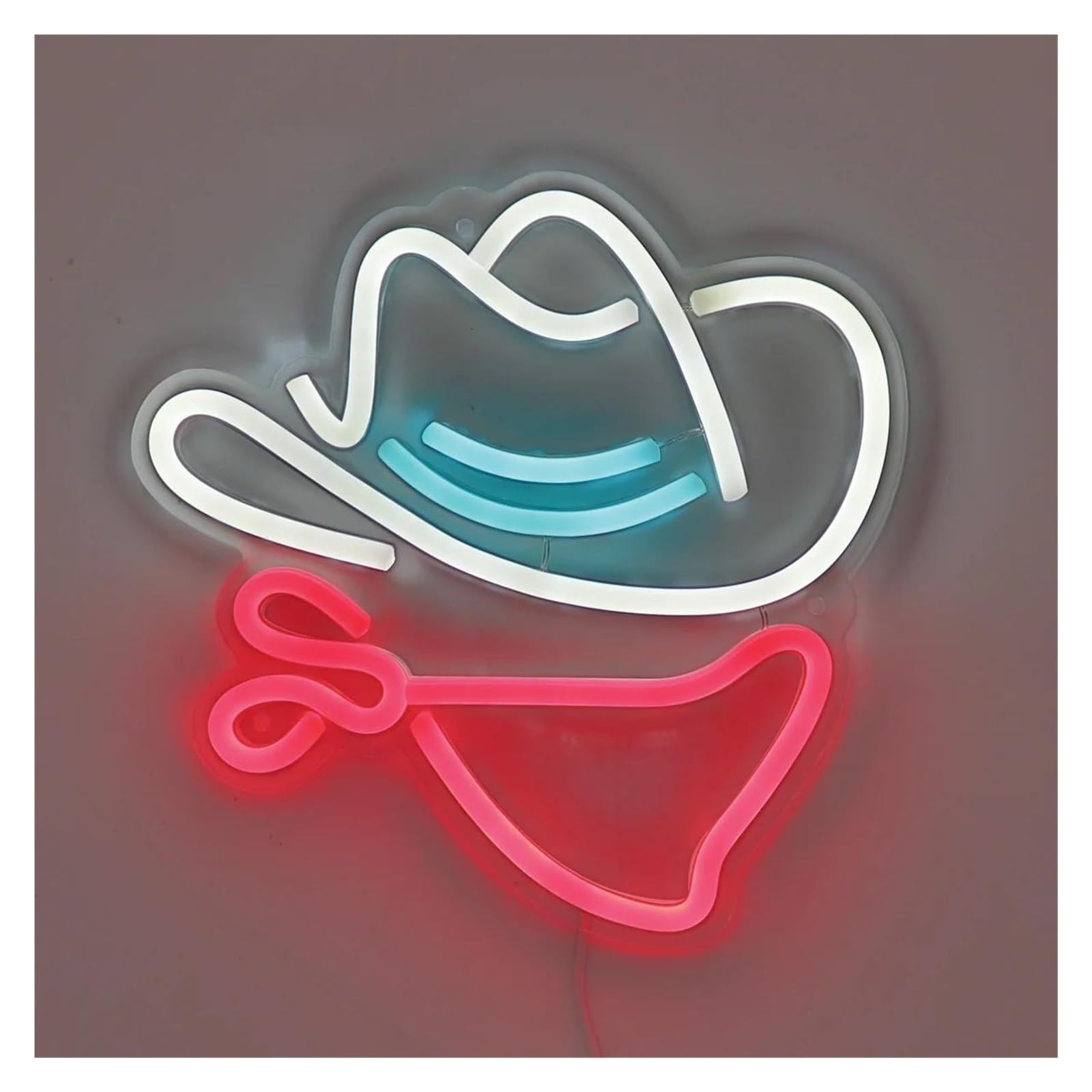Luci al neon Cappello da cowboy con maschera per insegna per neon per alimentazione per USB dimmerabile