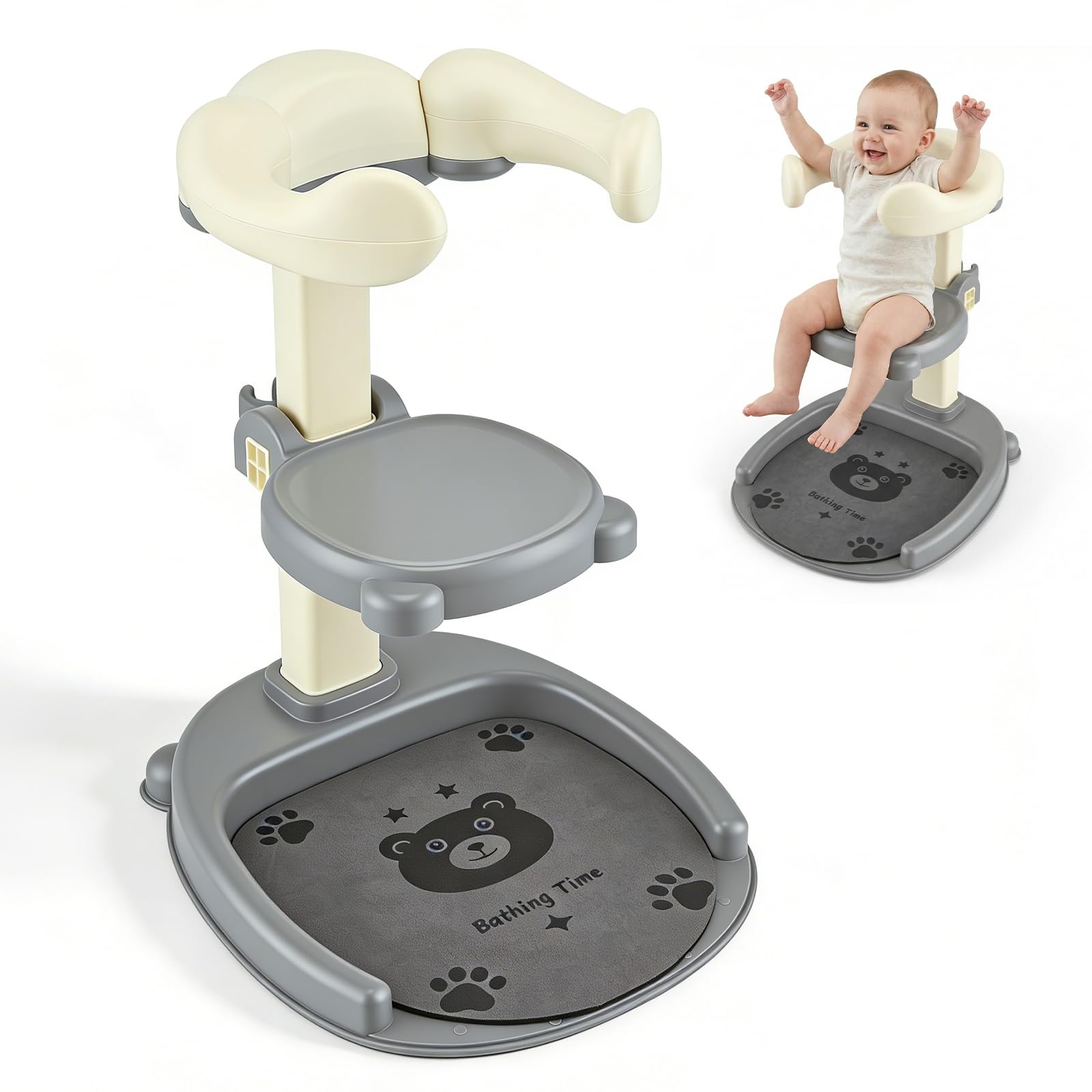 Supporto per Doccia per Bambini 2 En 1,Soporte De Baby Shower,Con Soporte Para Cabezal De Ducha,Altura Ajustable,Con Piso Sin Deslizamiento Y Mango De Seguridad,Soporte De Ducha Durante 8-36 Meses