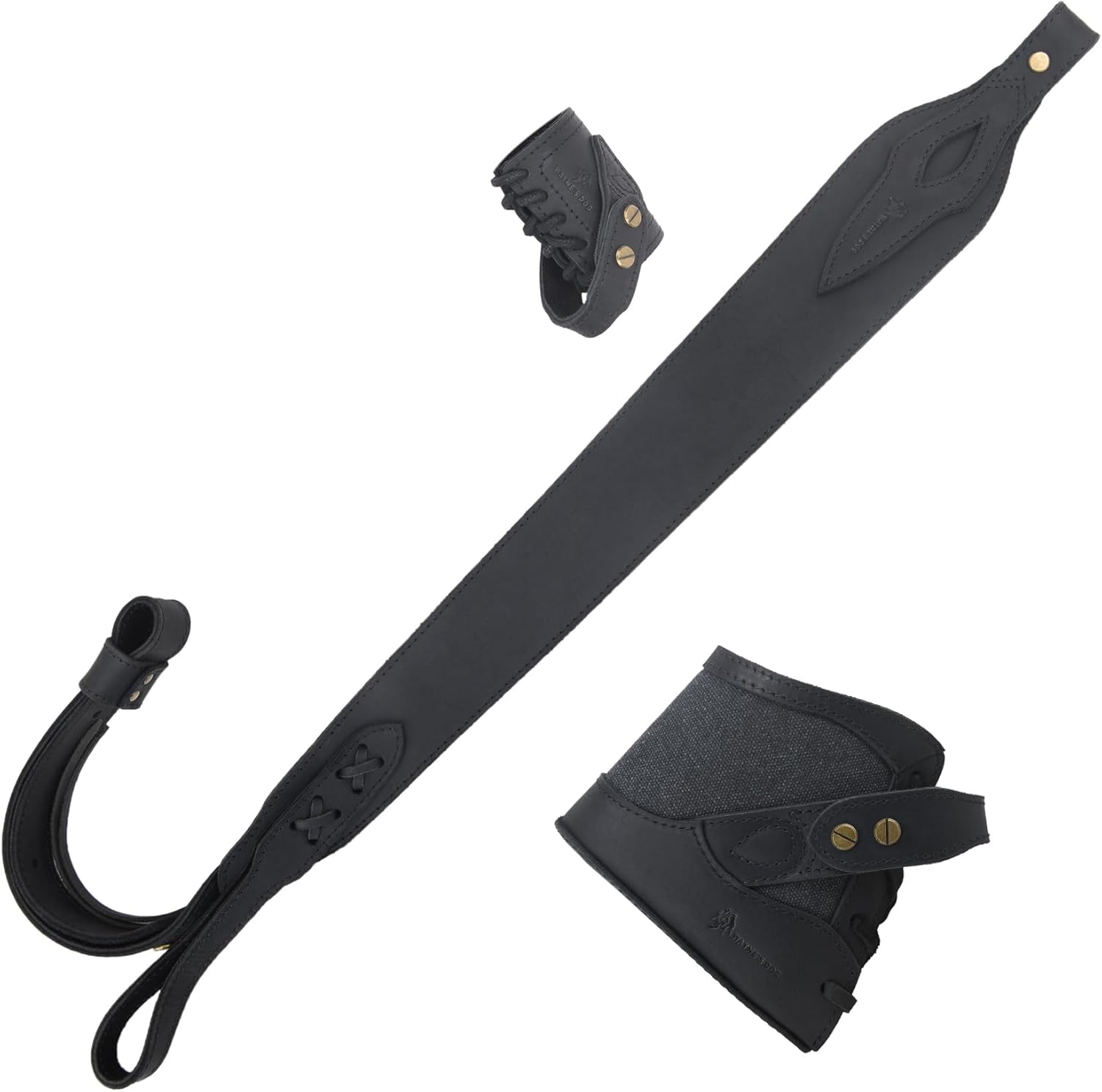 Tas Trost Durable Recoil Pad Extention with Leather Gun Shoulder Sling and Barrel Mount Loop No Drill for Shooting (Canvas & Leather（Black)