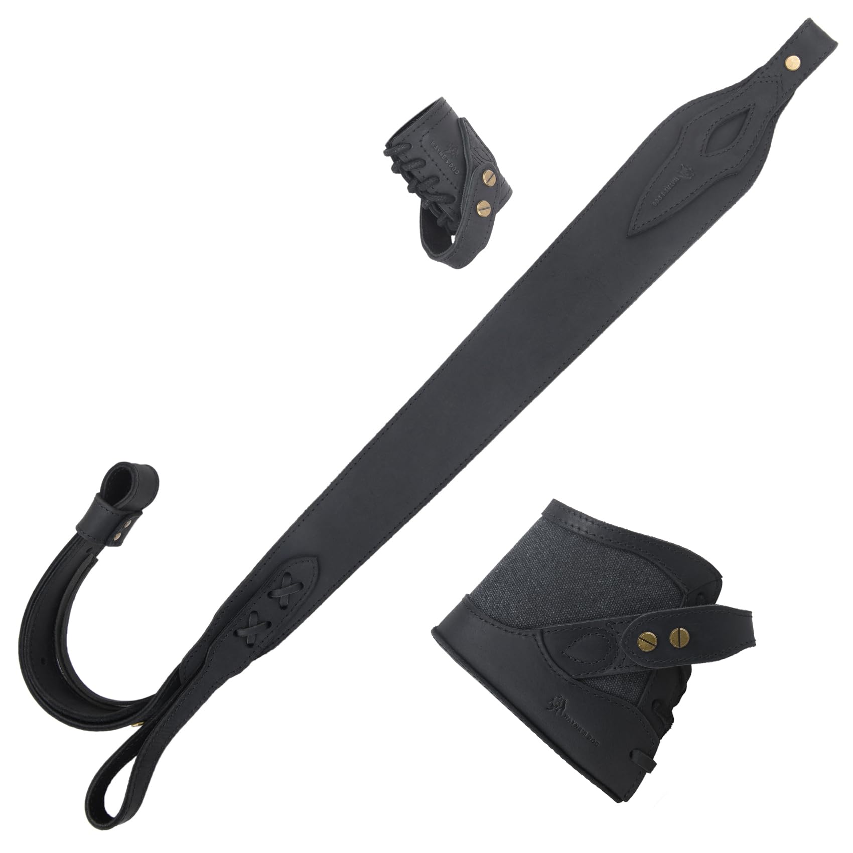 Tas Trost Durable Recoil Pad Extention with Leather Gun Shoulder Sling and Barrel Mount Loop No Drill for Shooting (Canvas & Leather?Black)