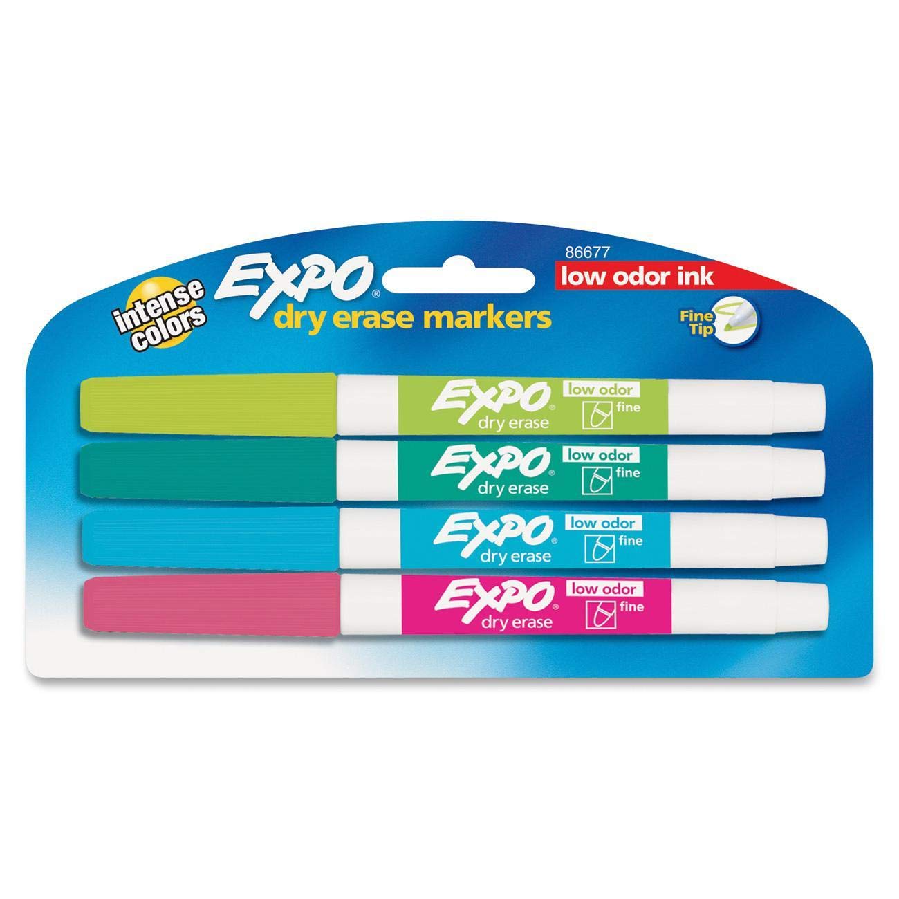 EXPO 86677 Dry-erase Markers Fine Point Nontoxic 4 PK Assorted