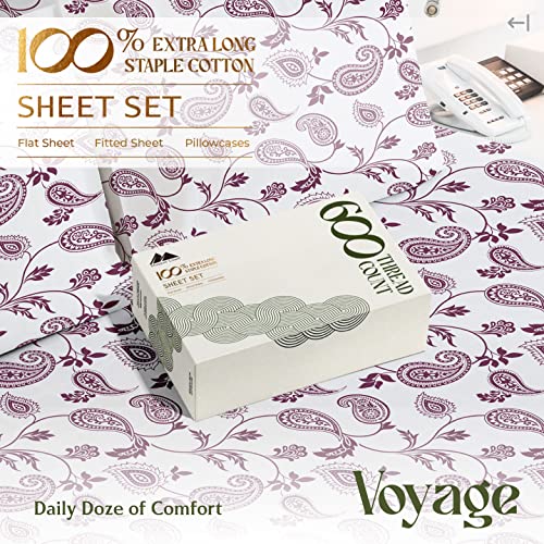 Mayfair Linen 100% Cotton Printed Bed Sheets - Paisley Printed California King Sheet Set - Hotel Luxury Sateen Weave Bedsheets - Deep Pockets - Breathable & Cooling Sheets For Cali Kings Size Bed #TOP3