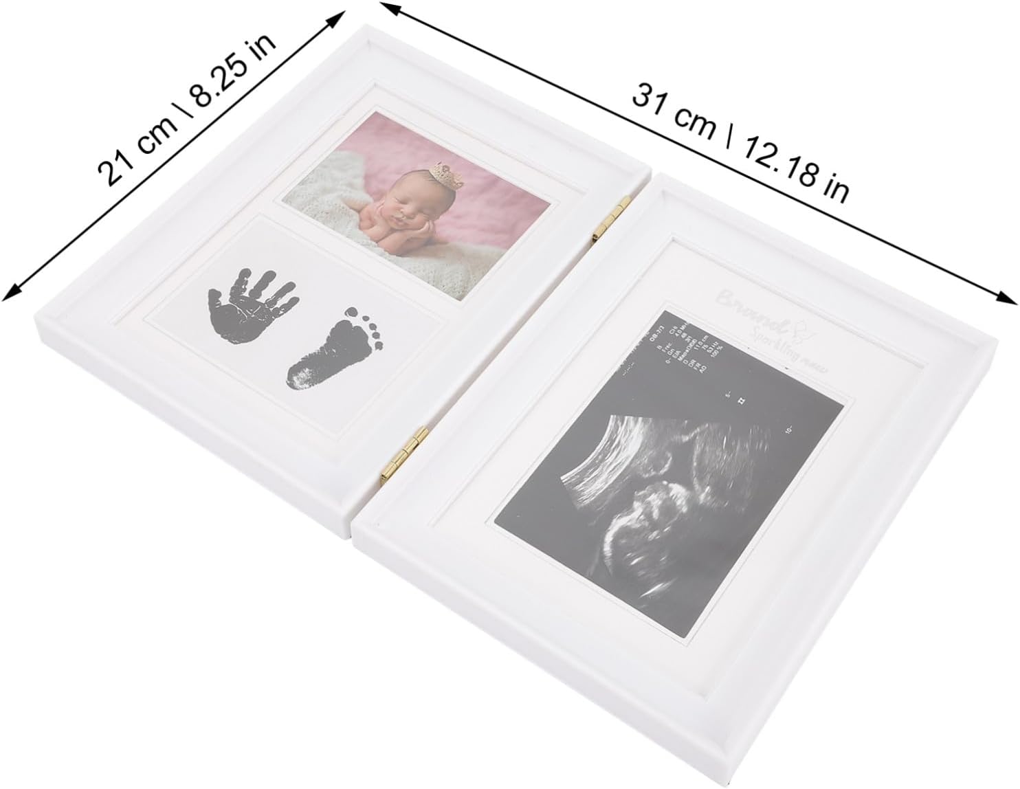 LABRIMP Picture Frame for Newborns and Infants Pvc Keepsake Photo Display Frame Handprint and Footprint White 31x21cm for Shower and Nursery Decor