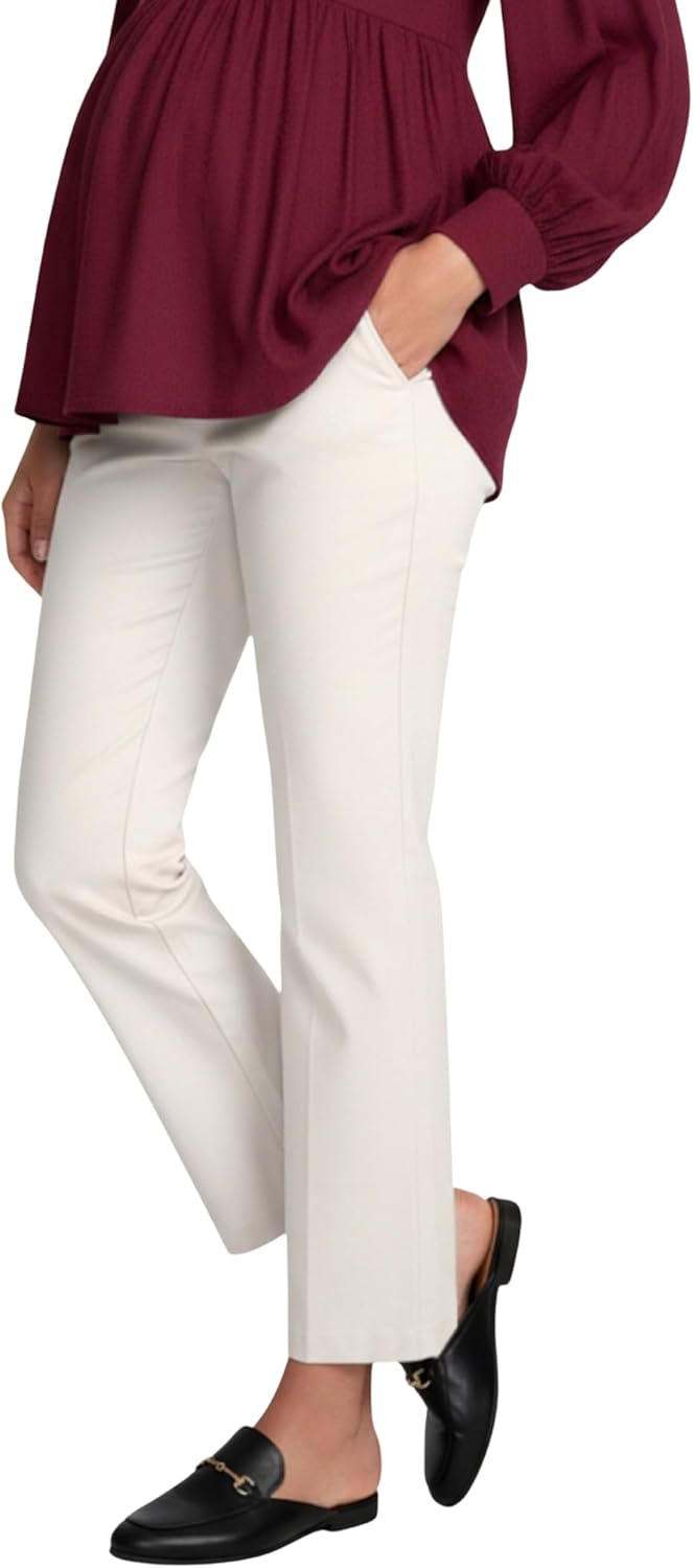 Motherhood Maternity womens Super Stretch Secret Fit Over the Belly Ankle Straight Leg Pregnancy Dress Pants for Work - Image 2