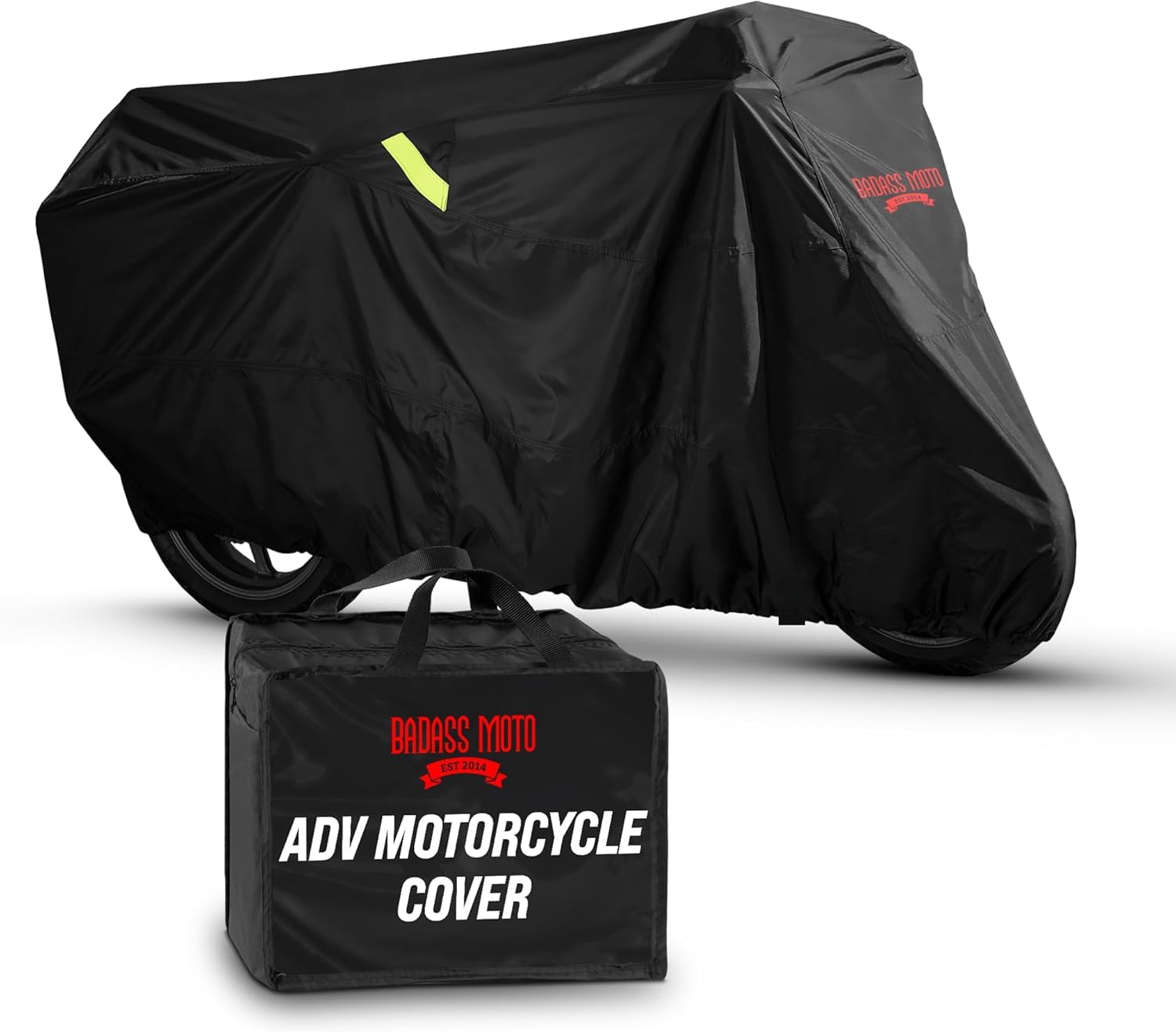 Badass Moto Waterproof Outdoor Motorcycle Cover for Adventure Bikes, Black