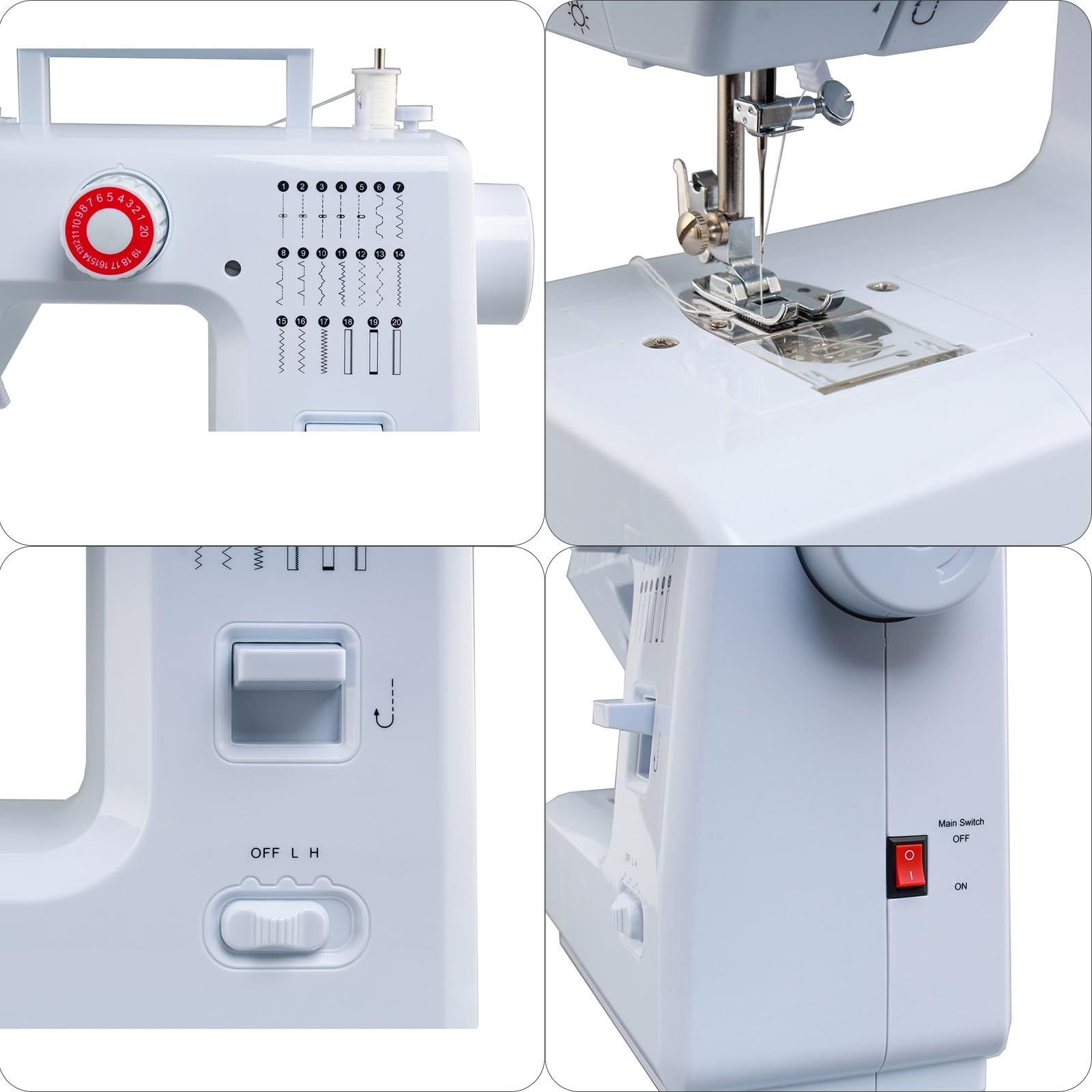 618 Machine à Coudre électrique Multifonction avec Pédale, Mini machine à coudre 20 points Machine à Coudre électrique pour Débutants (Machine à Coudre+Kit de Couture + 11 Pieds Presseurs)