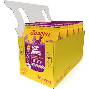JOSERA MiniJunior Puppy Food for Small Breeds with Duck and Salmon for Optimal Development Super Premium Dry Food for Growing Dogs Pack of 5 5 x 900 Grams