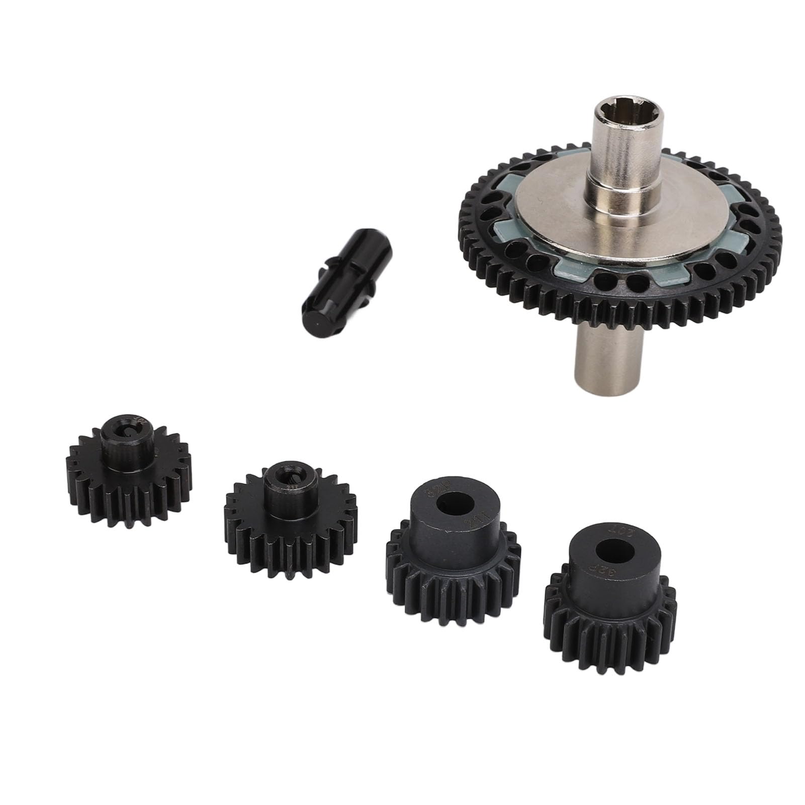 Juego de engranajes tipo zapatilla 57T ​​0.8mod, acero endurecido 20T 21T, engranaje de Motor teledirigido, eje de salida 1/10 1/8 4S RC Cars (Negra)