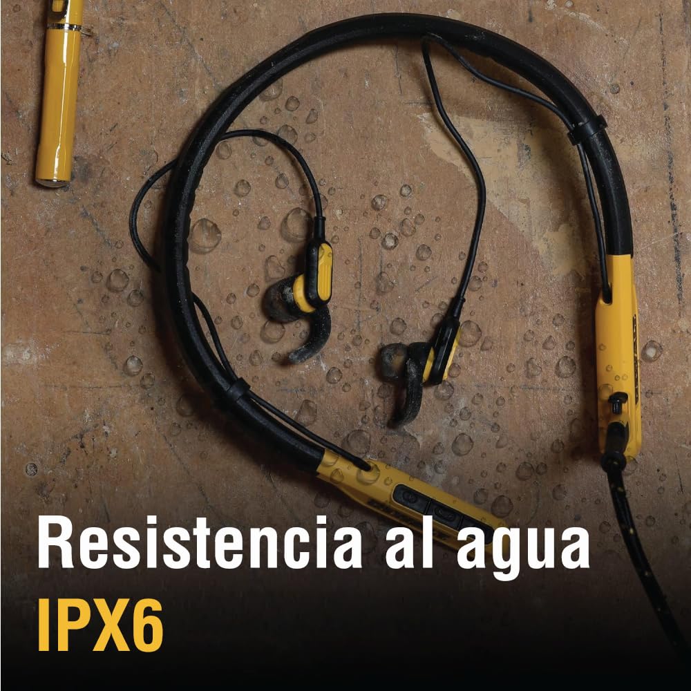 DEWALT Auriculares Resistentes con Bluetooth, Auriculares inalámbricos Alrededor del Cuello con 30 H de Tiempo de ejecución + Aislamiento de Ruido, Auriculares inalámbricos magnéticos Seguros