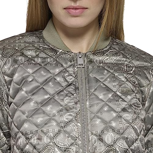 Levi's Damen Women's Diamond Quilted Bomber Jacket with Front Pockets-Regular & Plus Sizes Jacke, Grünes verblasstes Bandana, S – Ansicht 5