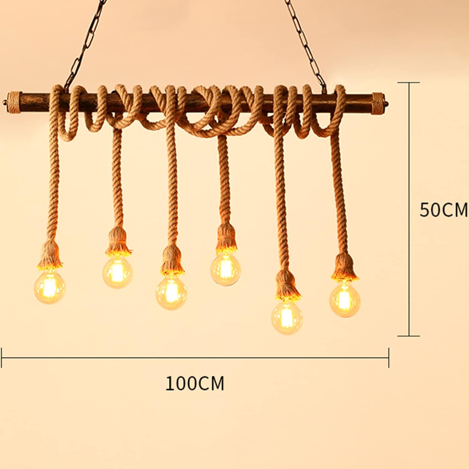 Machine Industrial Wind Hemp Rope Long Chandelier, Retro Dining Room Droplight, Village Style Droplight,for Bedroom, Living Room, Childrens Room, Office