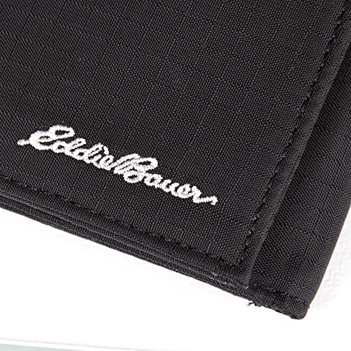 Eddie Bauer Men Signature Wallet (Available Cotton Canvas or Ripstop Nylon), Trifold-Black, One Size3