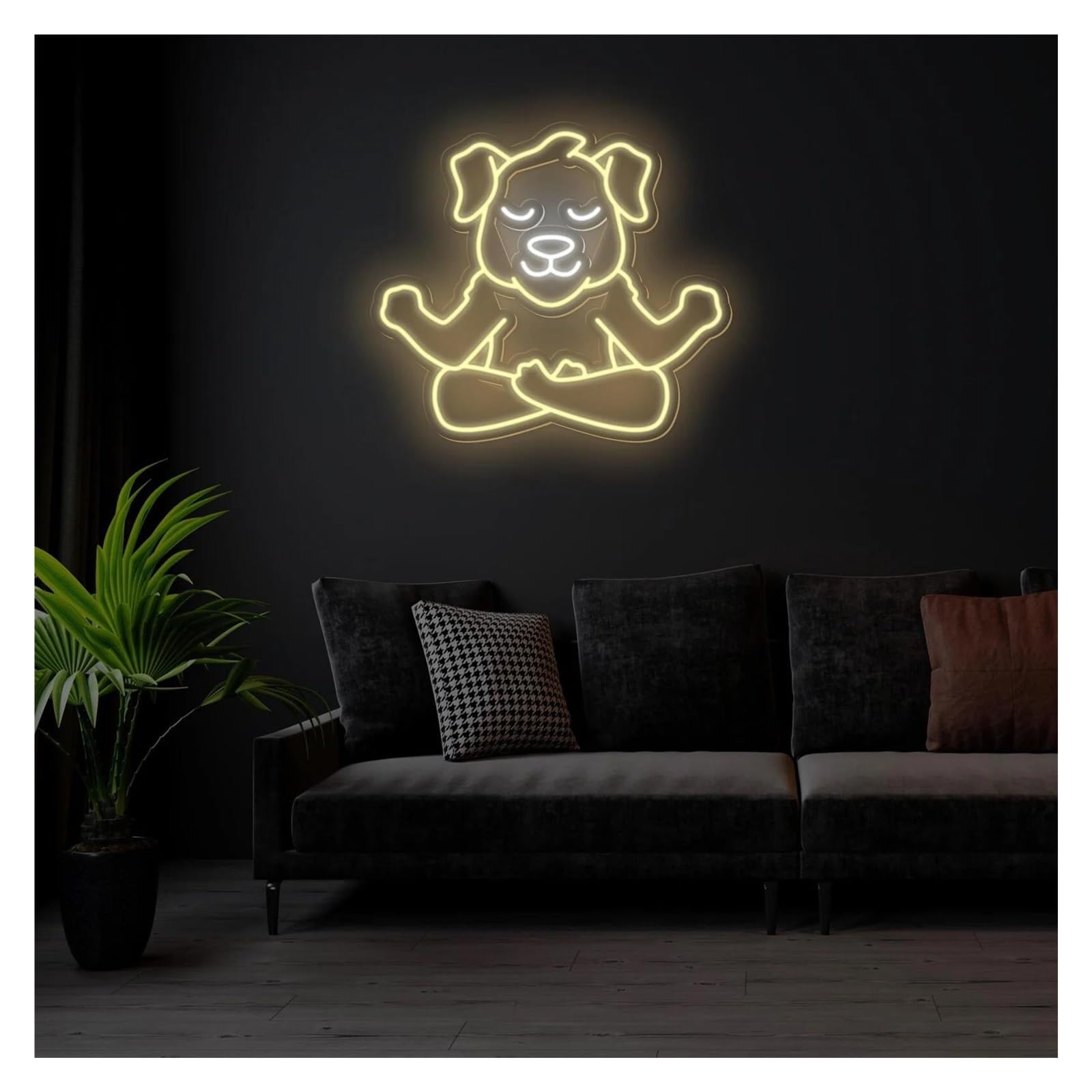 Scritta luminosa Insegna Al Neon Con Cane Carino In Posizione Di Meditazione, Decorazione Da Parete Per Interni, Studio Yoga, Palestra, Luci Dimmerabili Per Amanti Degli Animali(B)