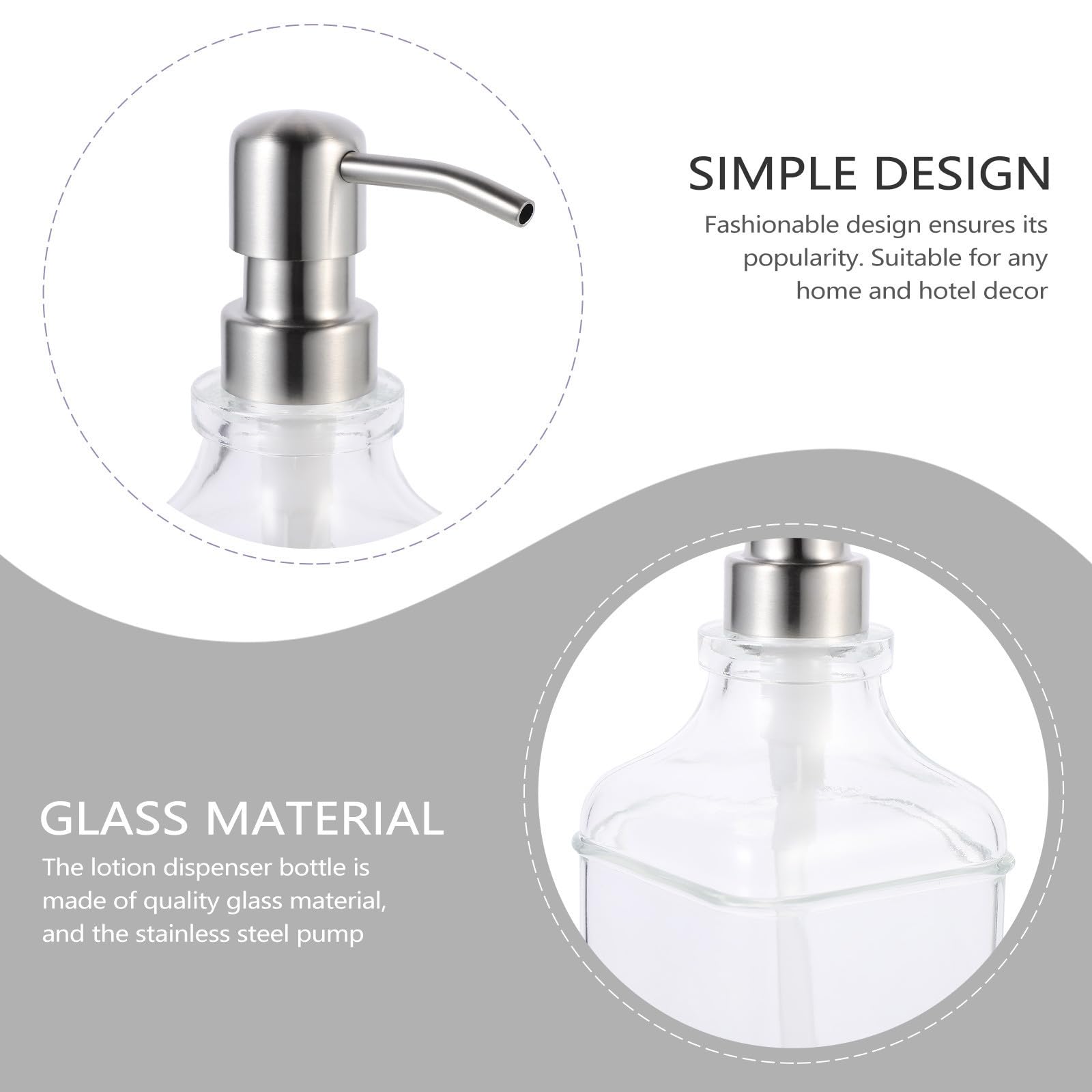 Dispensador Inoxidable de Bomba Loción de Vidrio de Acero 300ml