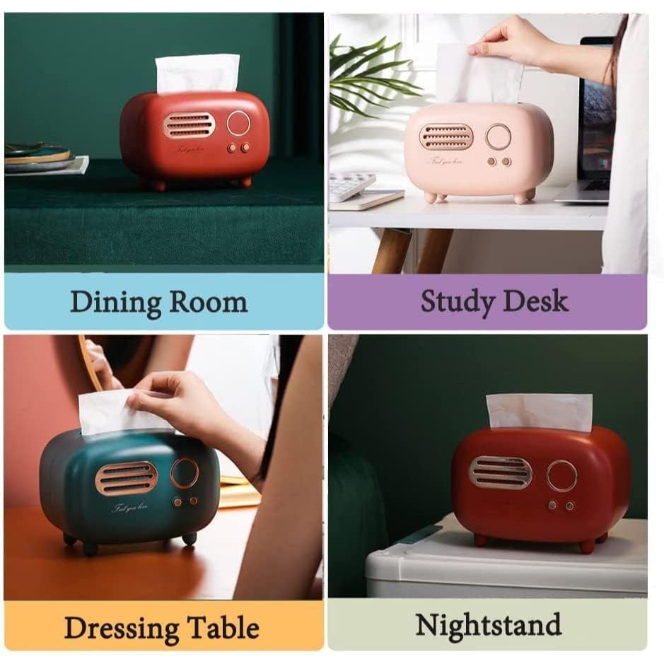 Image of INKULTURE Vintage Retro Tissue Box Holder for Home Kitchen Dining Table & Paper, Living Room, Bedroom & Desktop Tissue Storage Organizer | Pink | Pack of 01