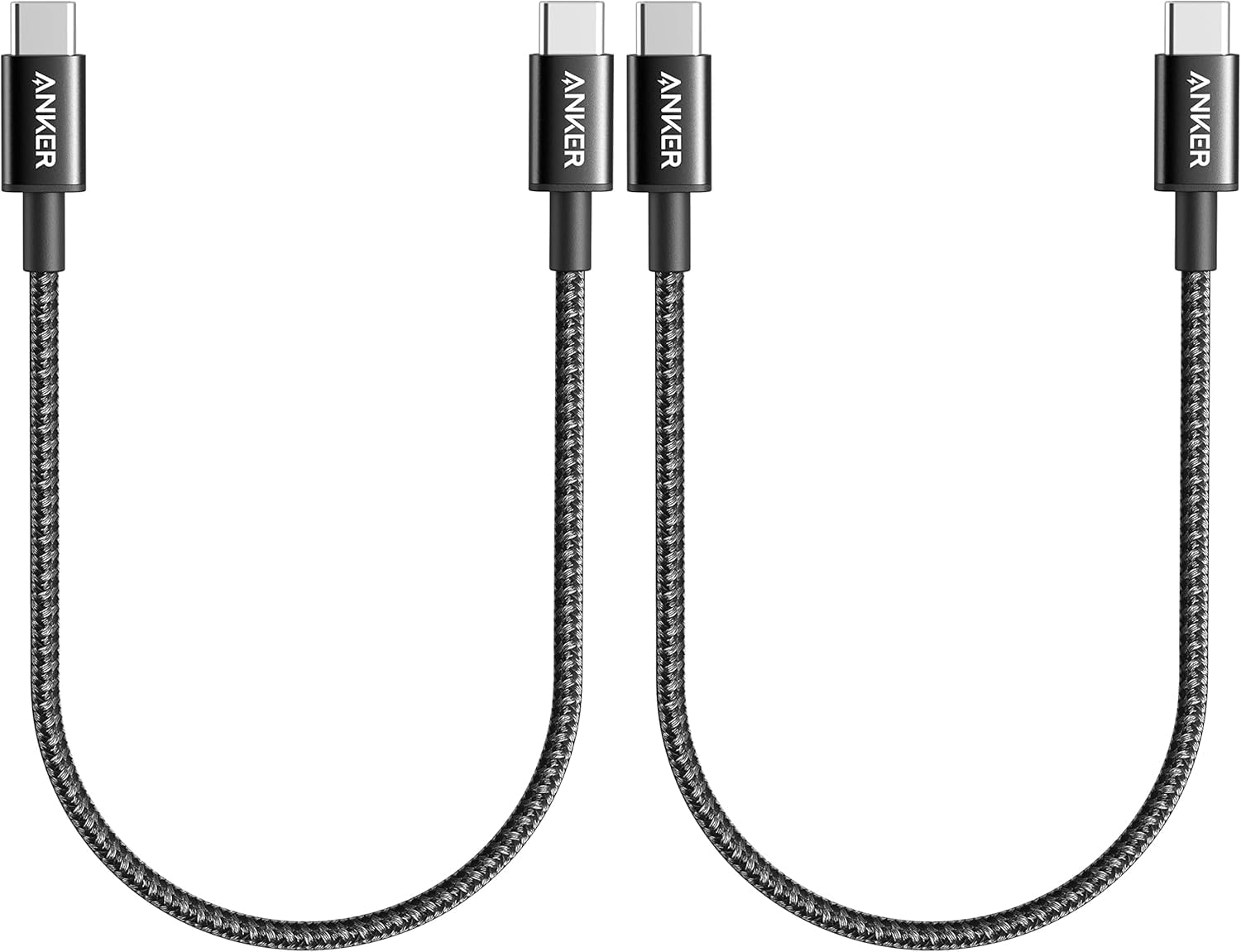 Anker USB C to USB C Cable, 60W Fast Charging Cable (2-Pack, 1 ft, Black)