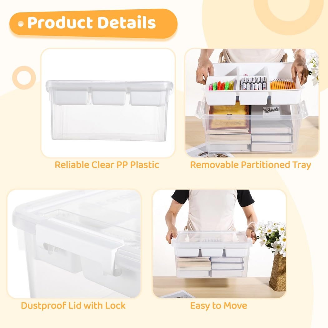 Plastikowy organizer z pojemnikiem na zabawki o pojemności 17 l i sześcioma piórnikami, pojemnik do przechowywania klocków, artykułów papierniczych, artykułów artystycznych i potrzeb biurowych