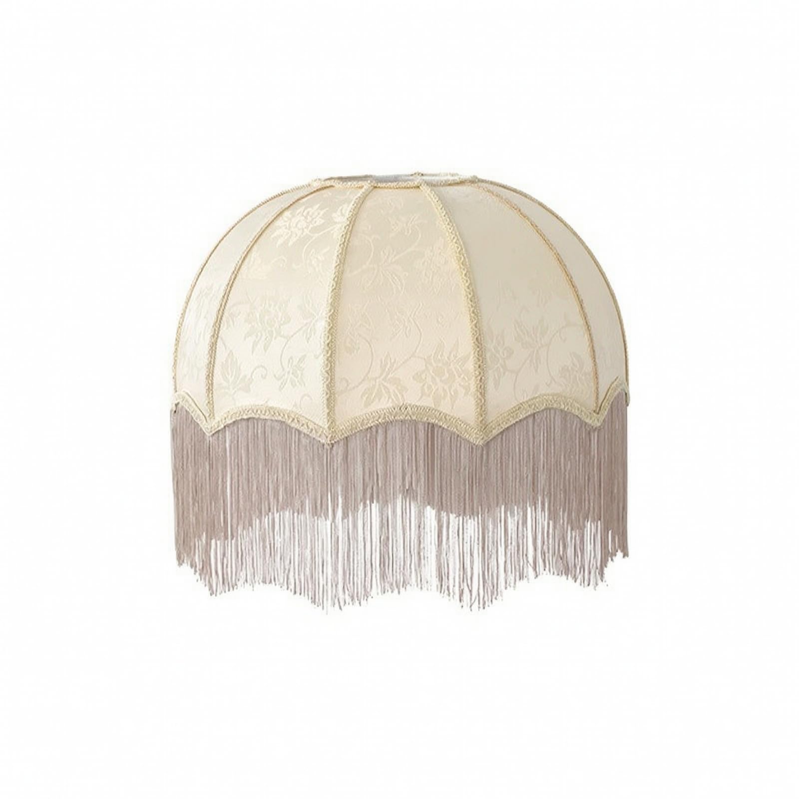 Pantalla Lámpara con Ribete Clásica Bor Festoneado, Pantalla Lámpara con Borlas, Retro, para Dormitorio, Beige, 40cm