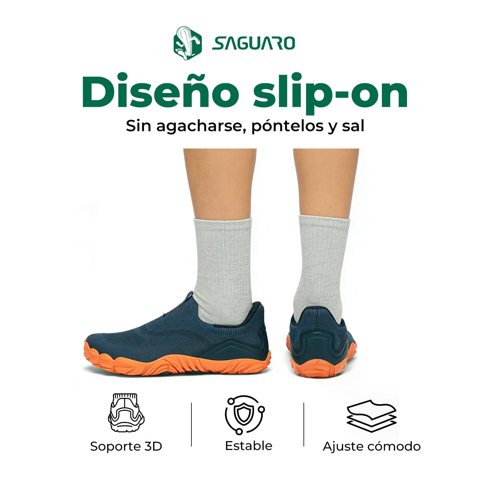 Saguaro Unisex Zapatos Barefoot Slip-On de Cinco Dedos – Calzado Minimalista para Uso Diario, Caminar, Gr.36-48 - 3