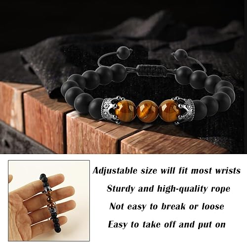 Miniatura 4 de Tiong Regalos de Halloween, pulsera de cuentas hecha a mano de 0.394 pulgadas, obsidiana de grado que trae suerte, prosperidad y felicidad, el mejor