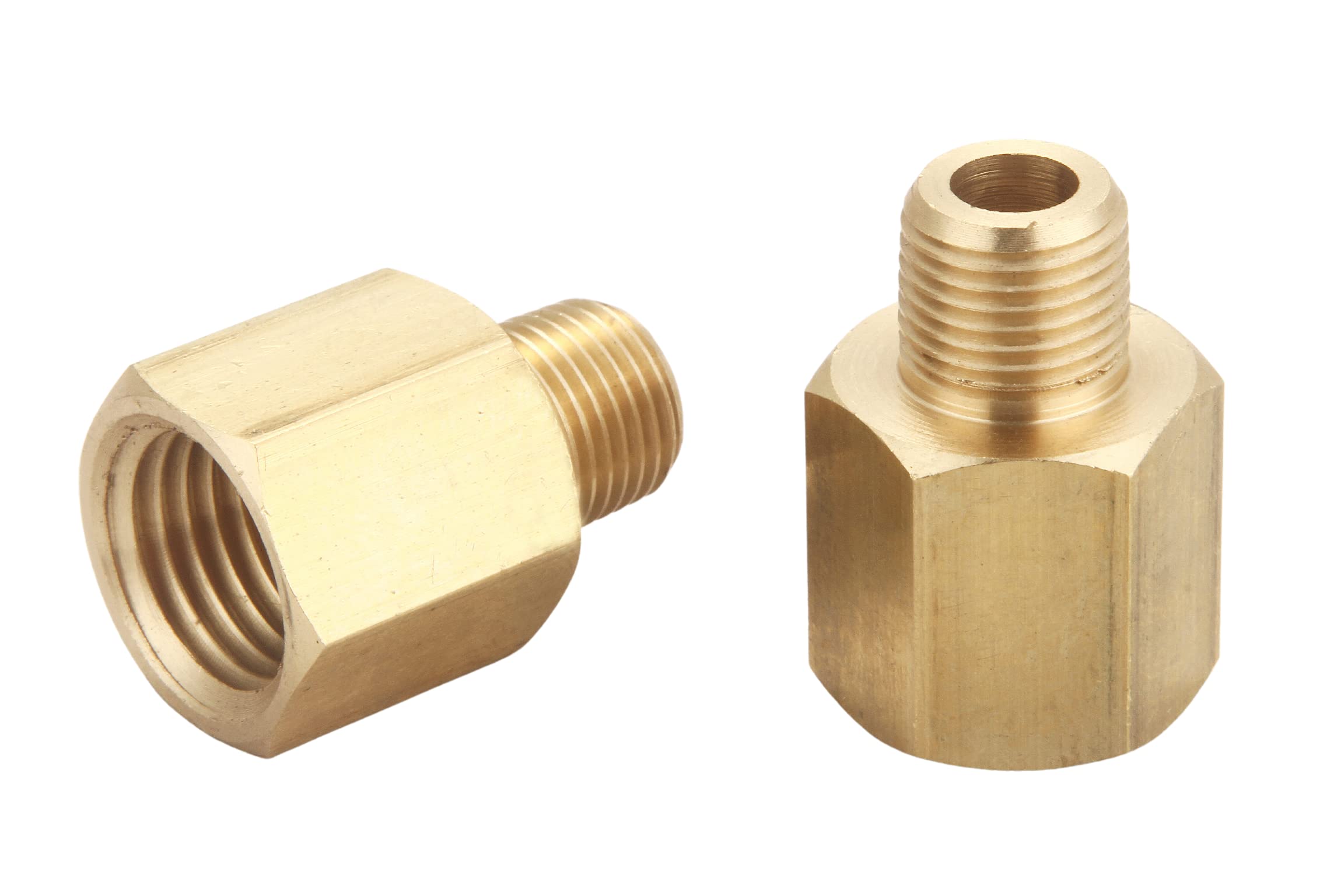 T TANYA HARDWARE Brass Pipe Fitting, Adapter, 1/8" NPT Male Pipe x 1/4" NPT Female Pipe, Pack of 2