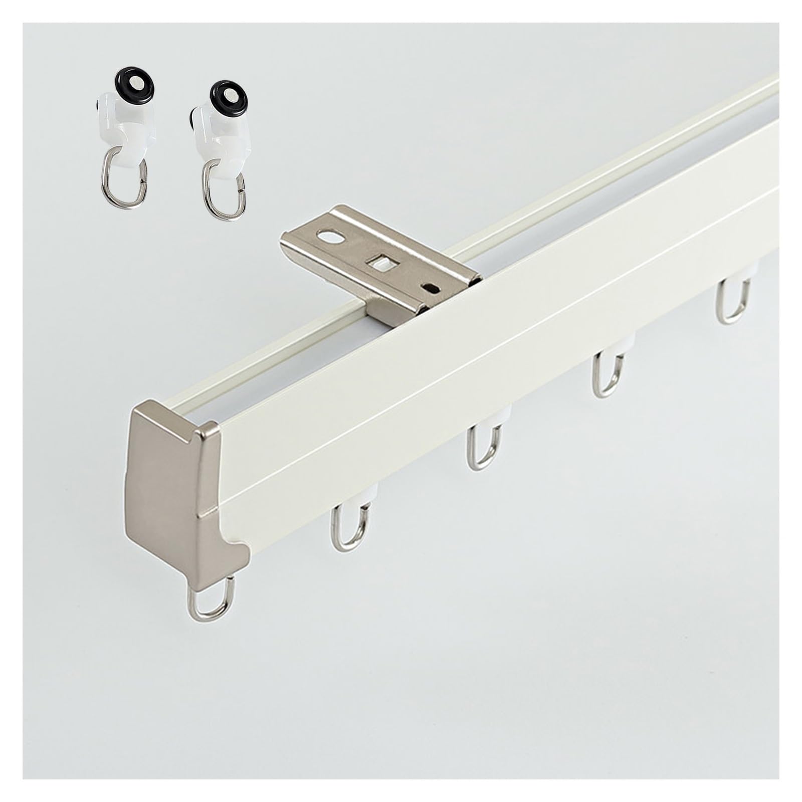 Generisch Flexible Vorhangschiene for Die Decke Robuste Gardinenstange Aus Aluminiumlegierung Mit Leisen Rollen, Flexibel Und Biegsam L-förmige, U-förmige Oder Erkerfenster(White,580cm(19ft))